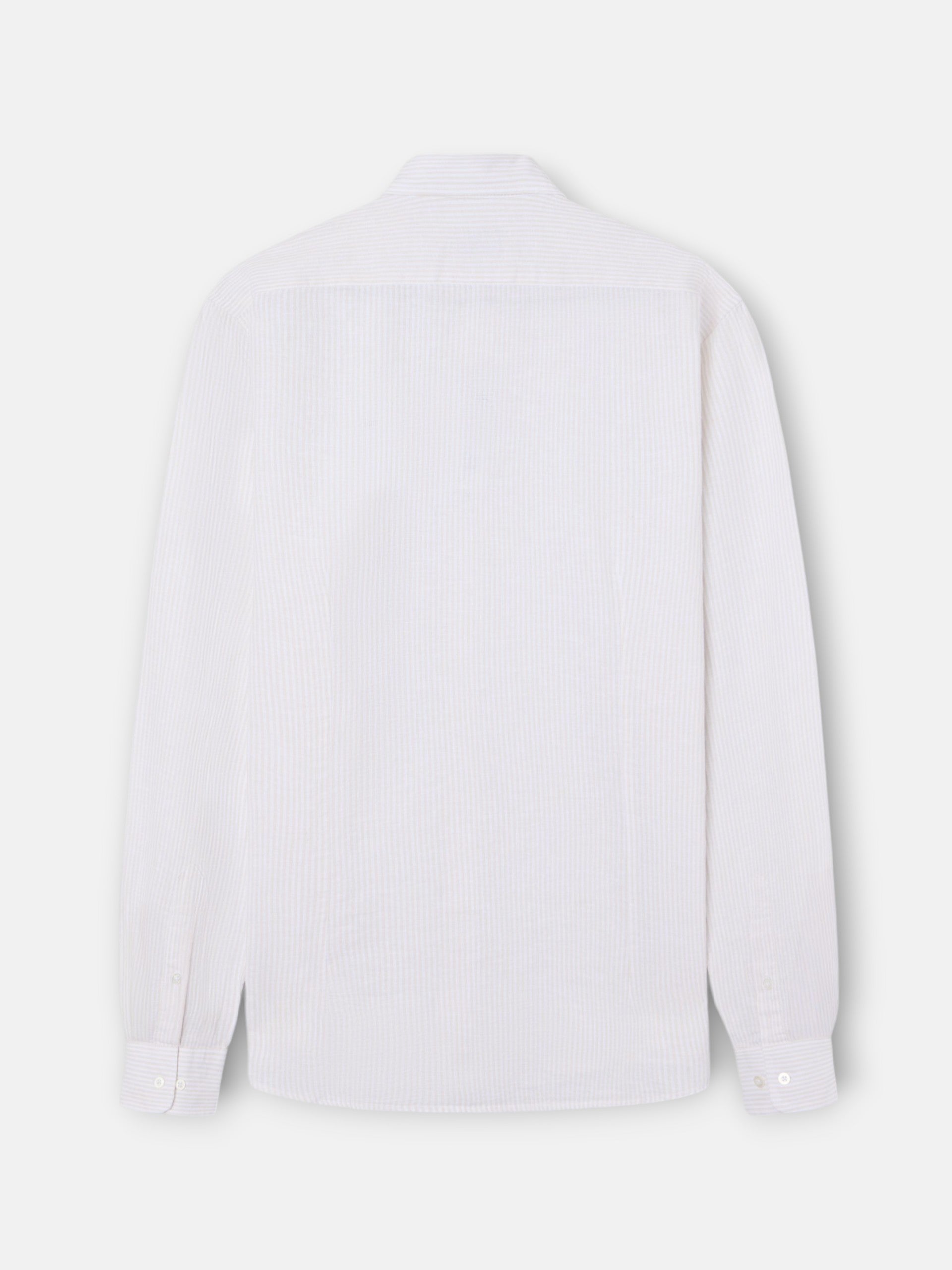 Camisa desportiva de linho às riscas bege