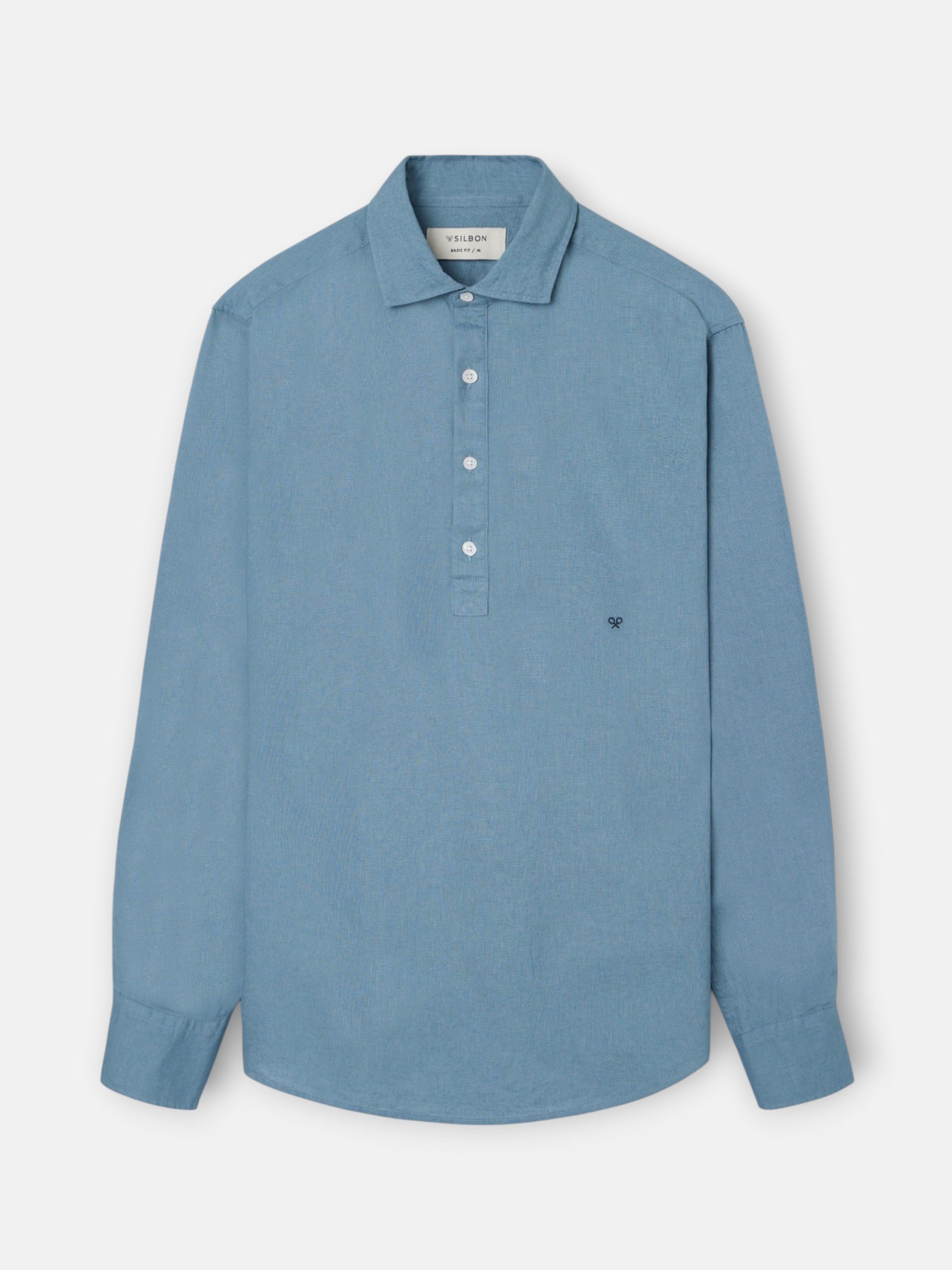 Camisola desportiva de linho petróleo