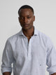 Sport linen polo with navy horizontal stripes