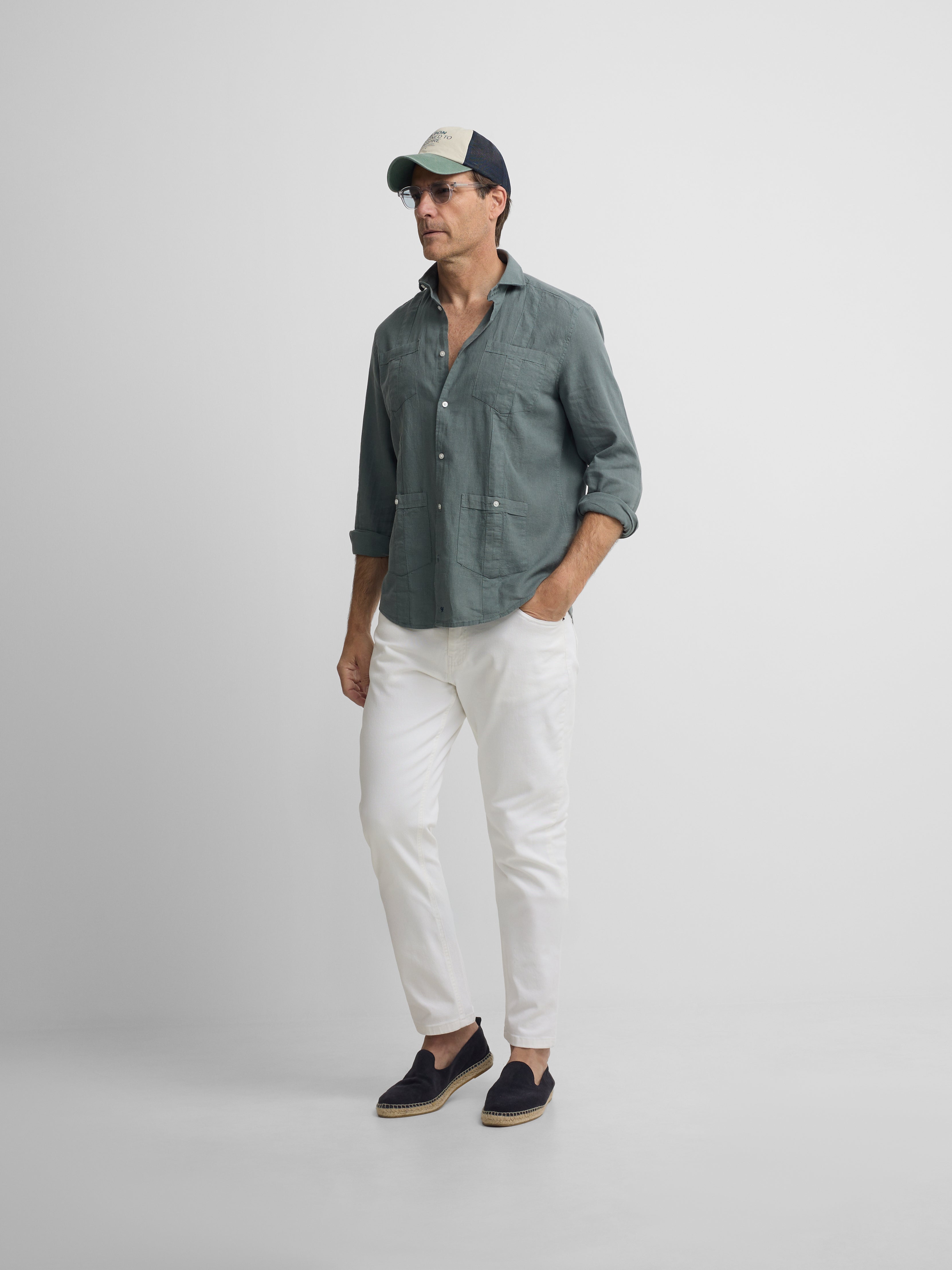 Guayabera sport en lin vert