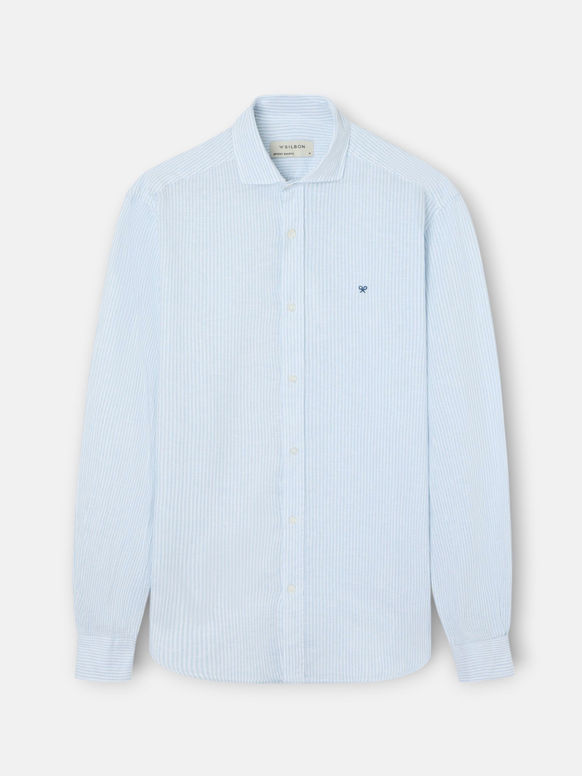 Chemise sport en lin à rayures vertes