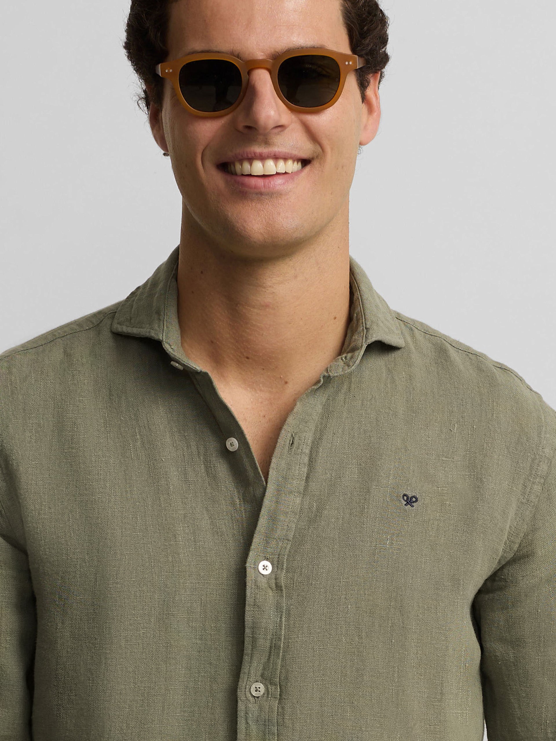 Camisa sport warm linen verde