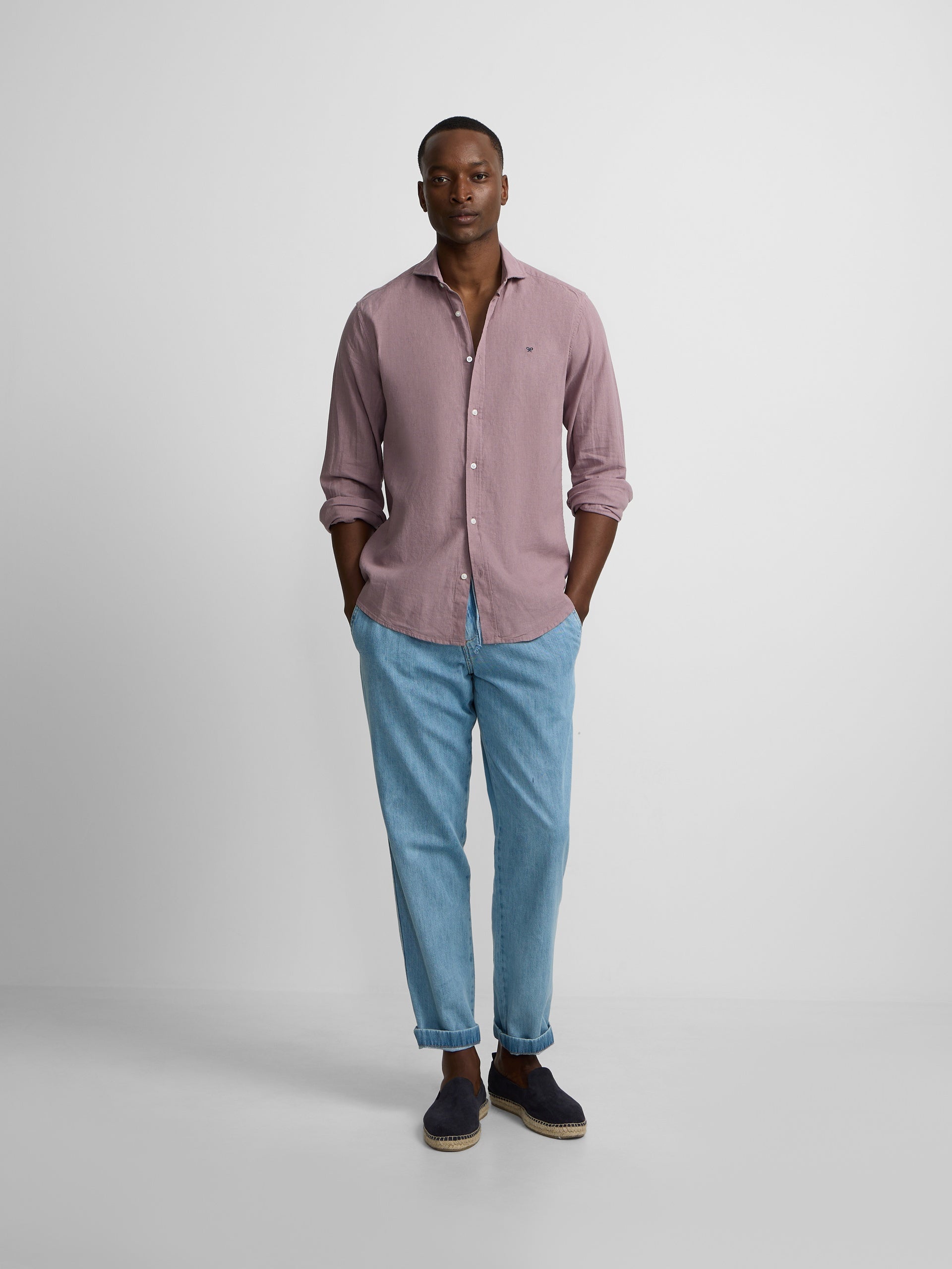 Camisa sport lino burdeos