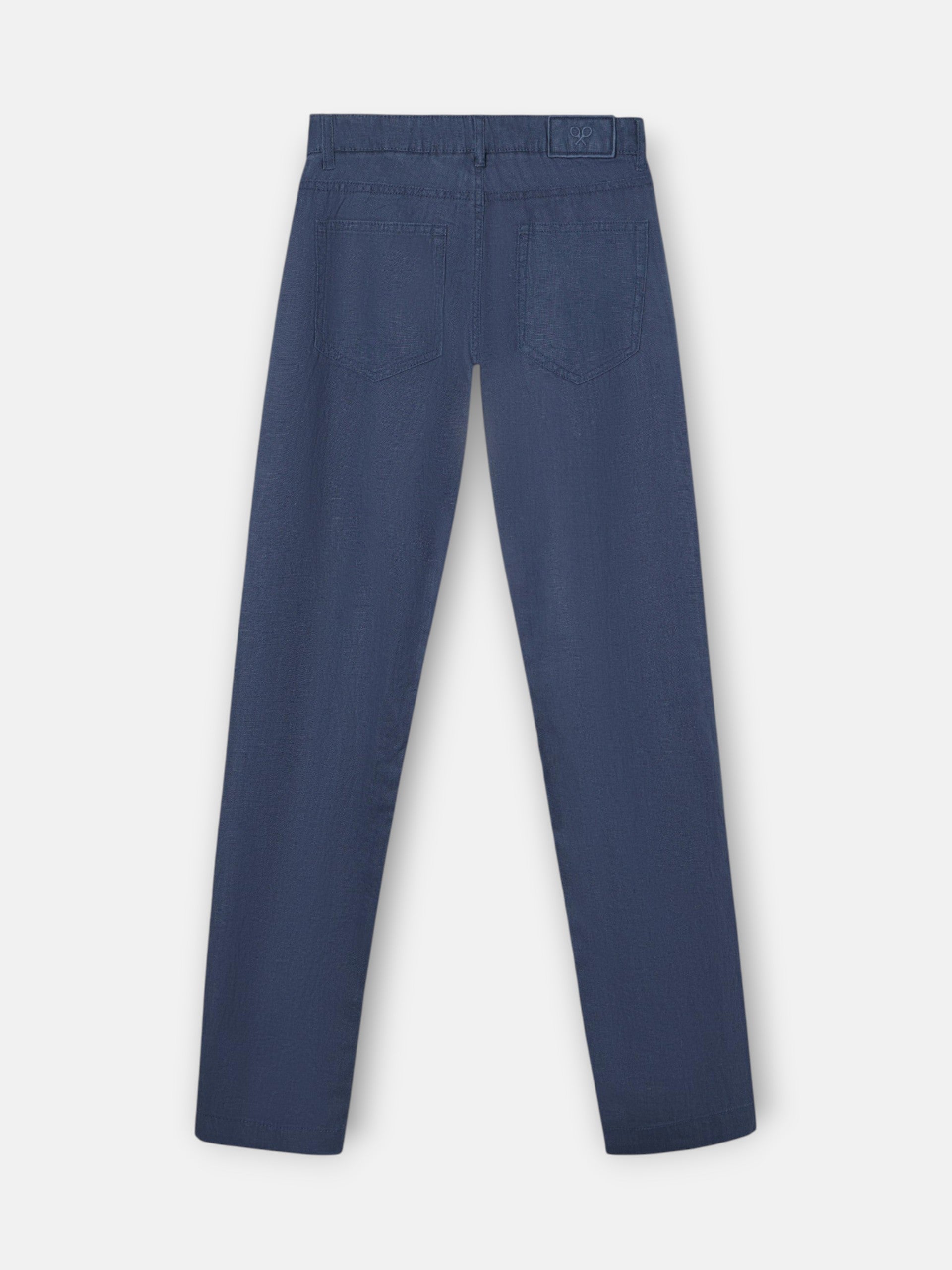 Pantalon sport cinco bolsillos lino azul indigo