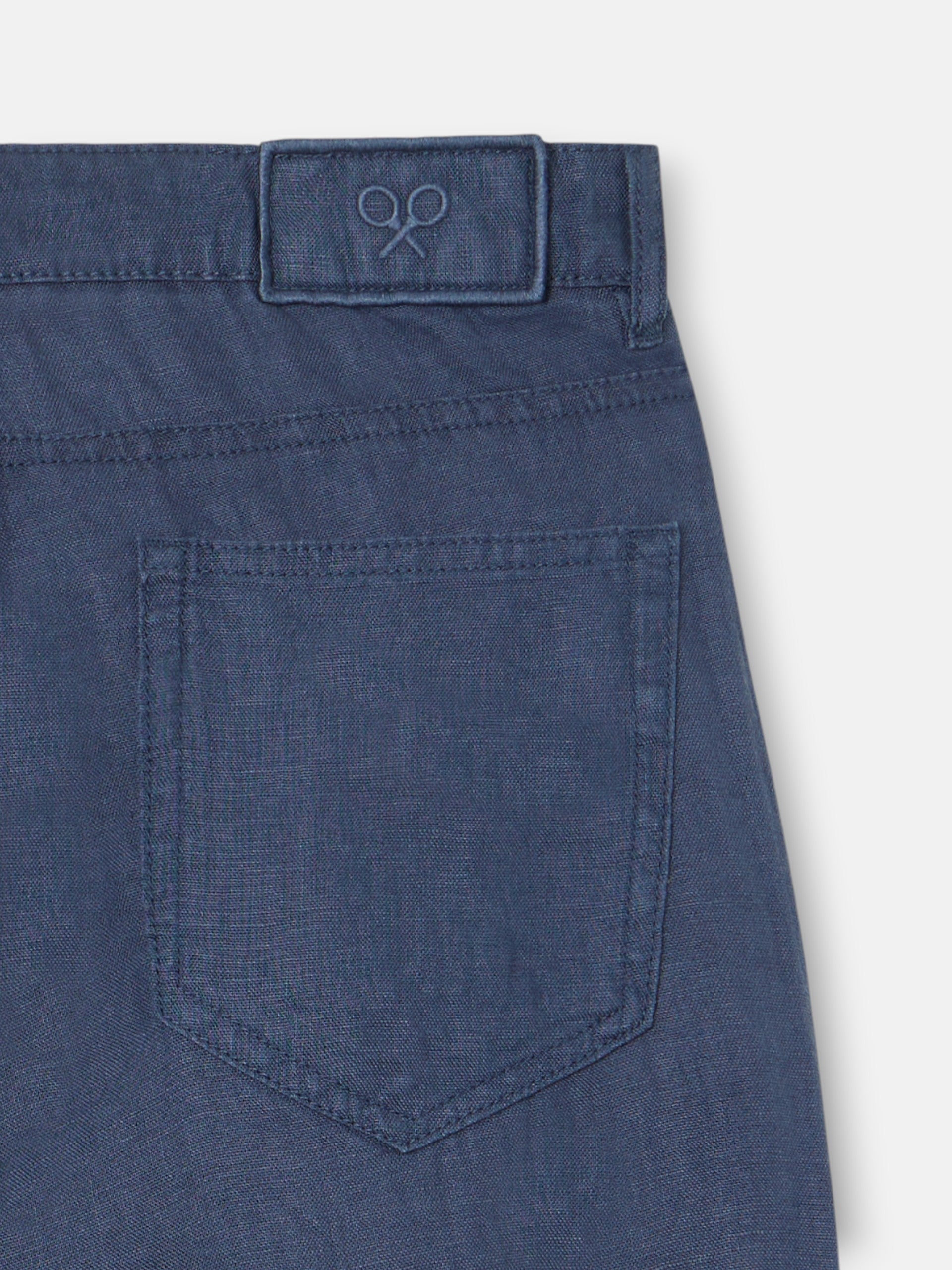 Pantalon sport cinco bolsillos lino azul indigo