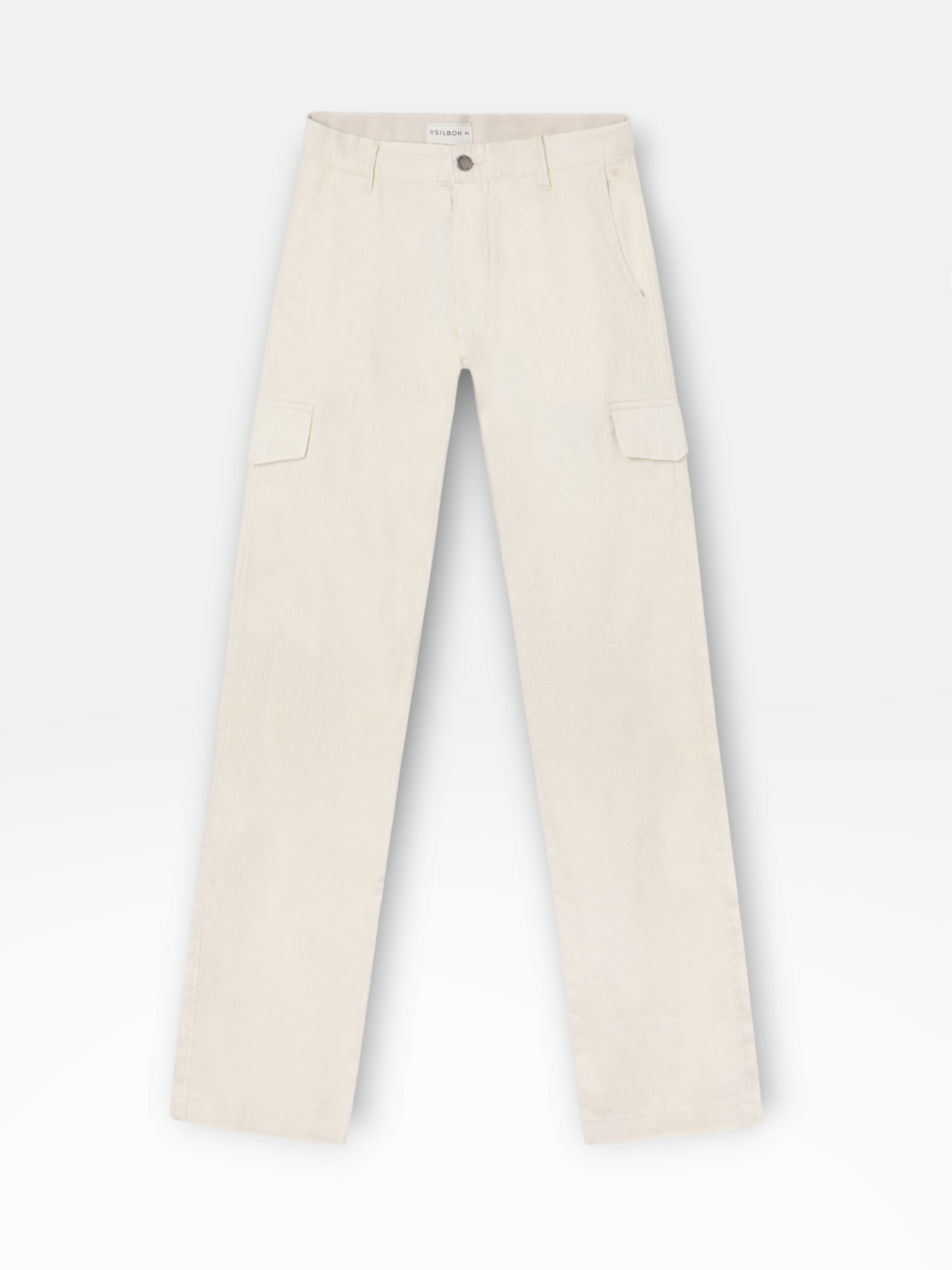 Stone linen cargo sport trousers