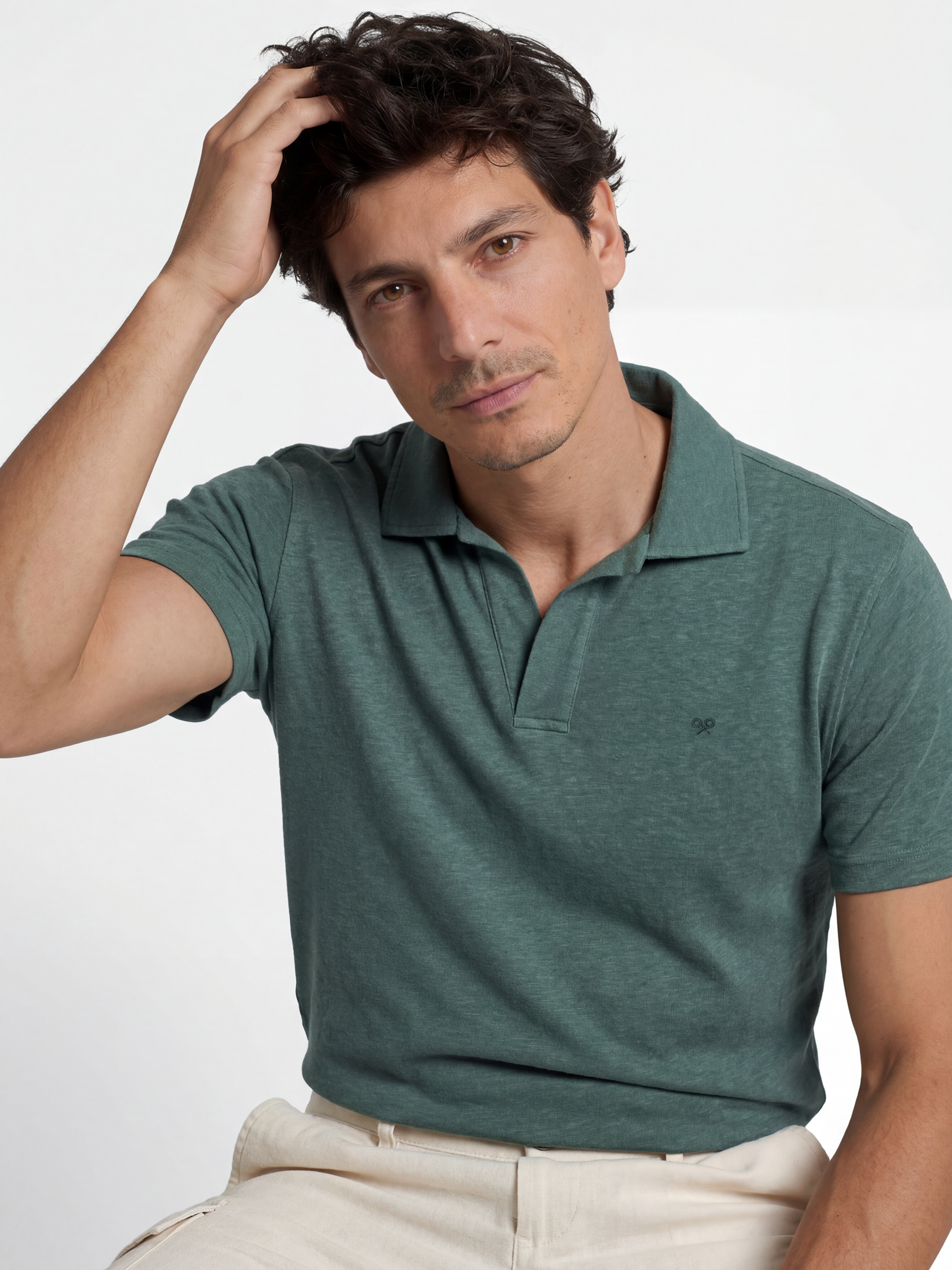 Polo de linho verde