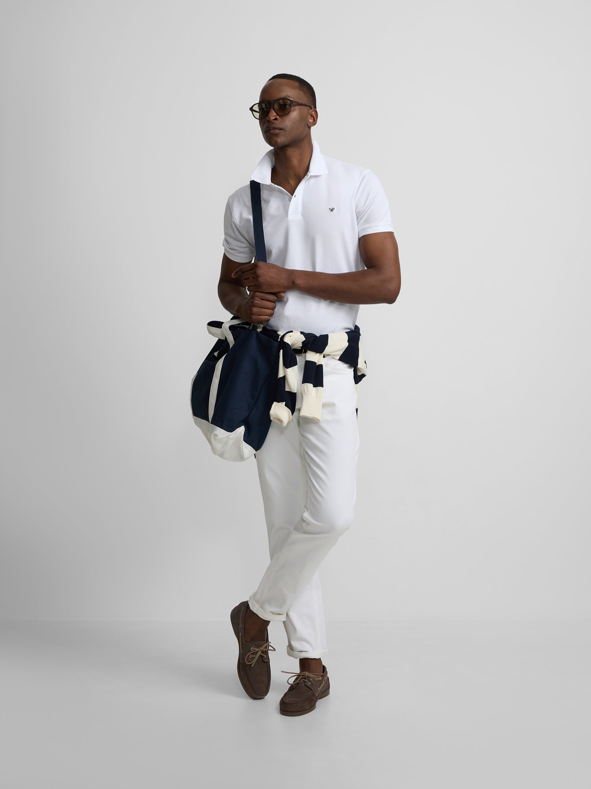 White light piqué polo