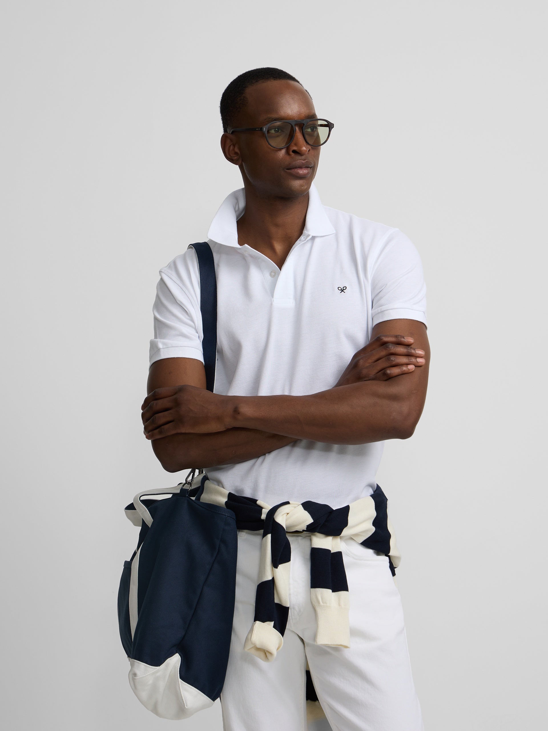 White light piqué polo
