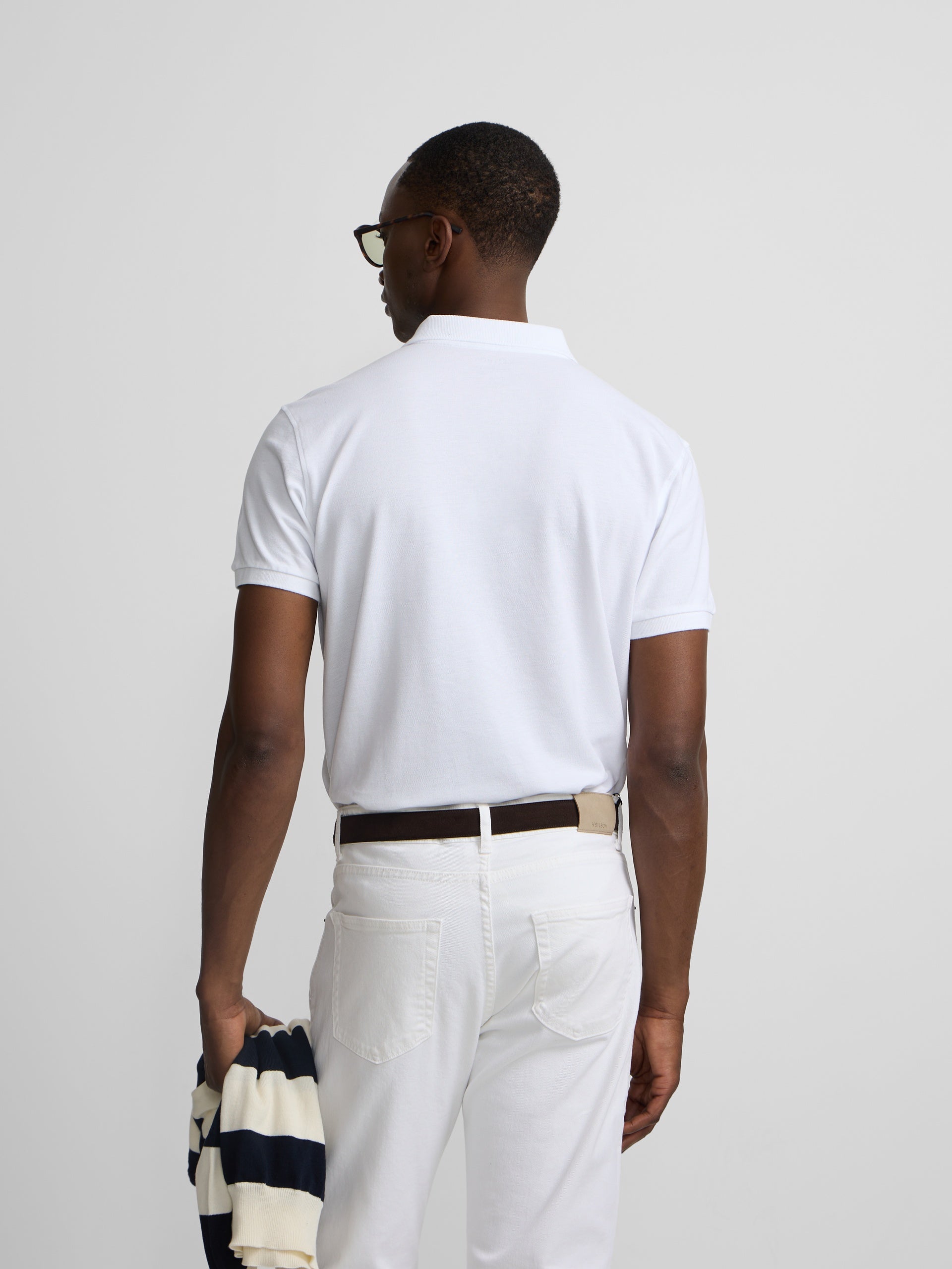 White light piqué polo