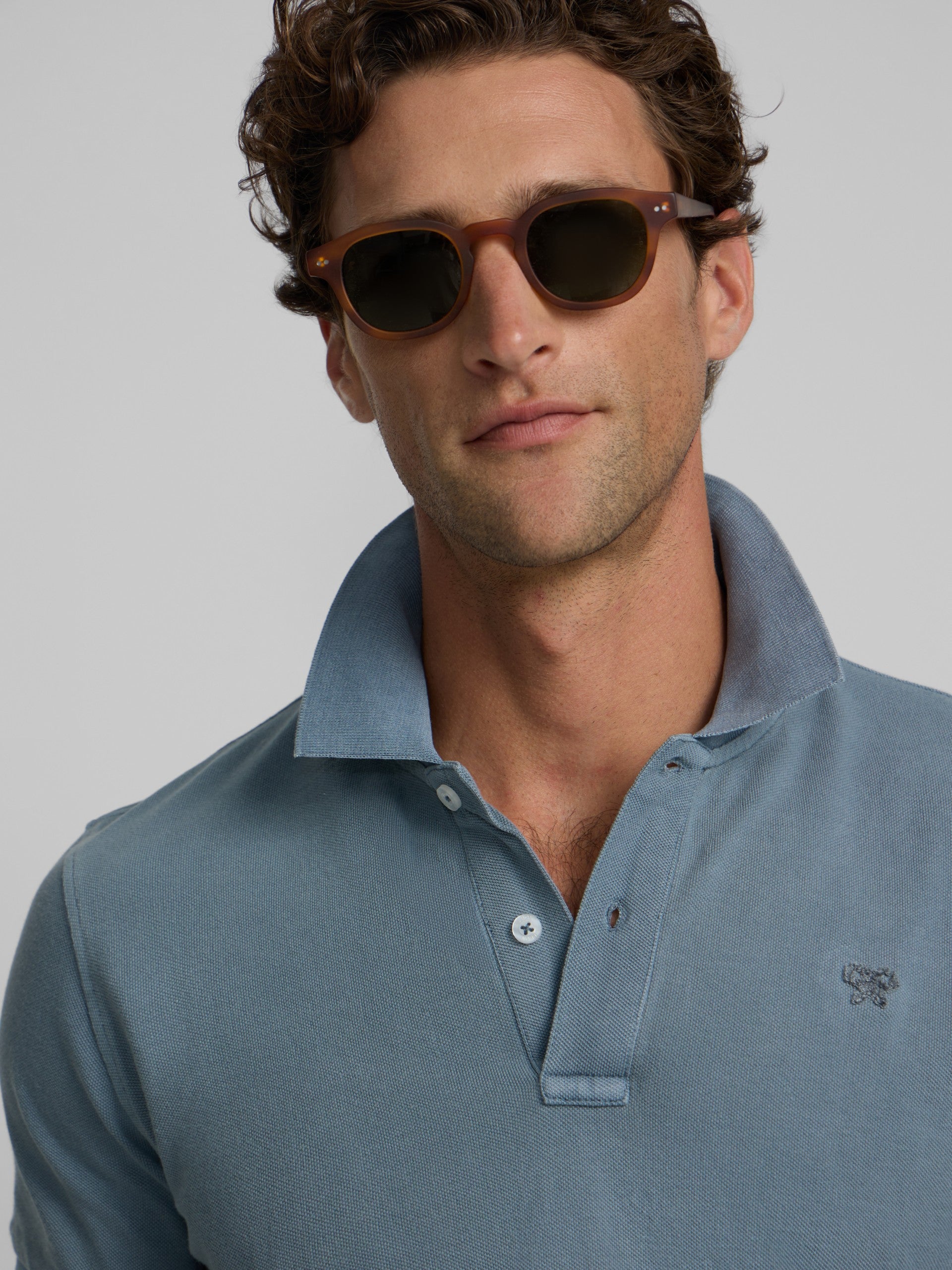 Classic garment dye polo medium blue