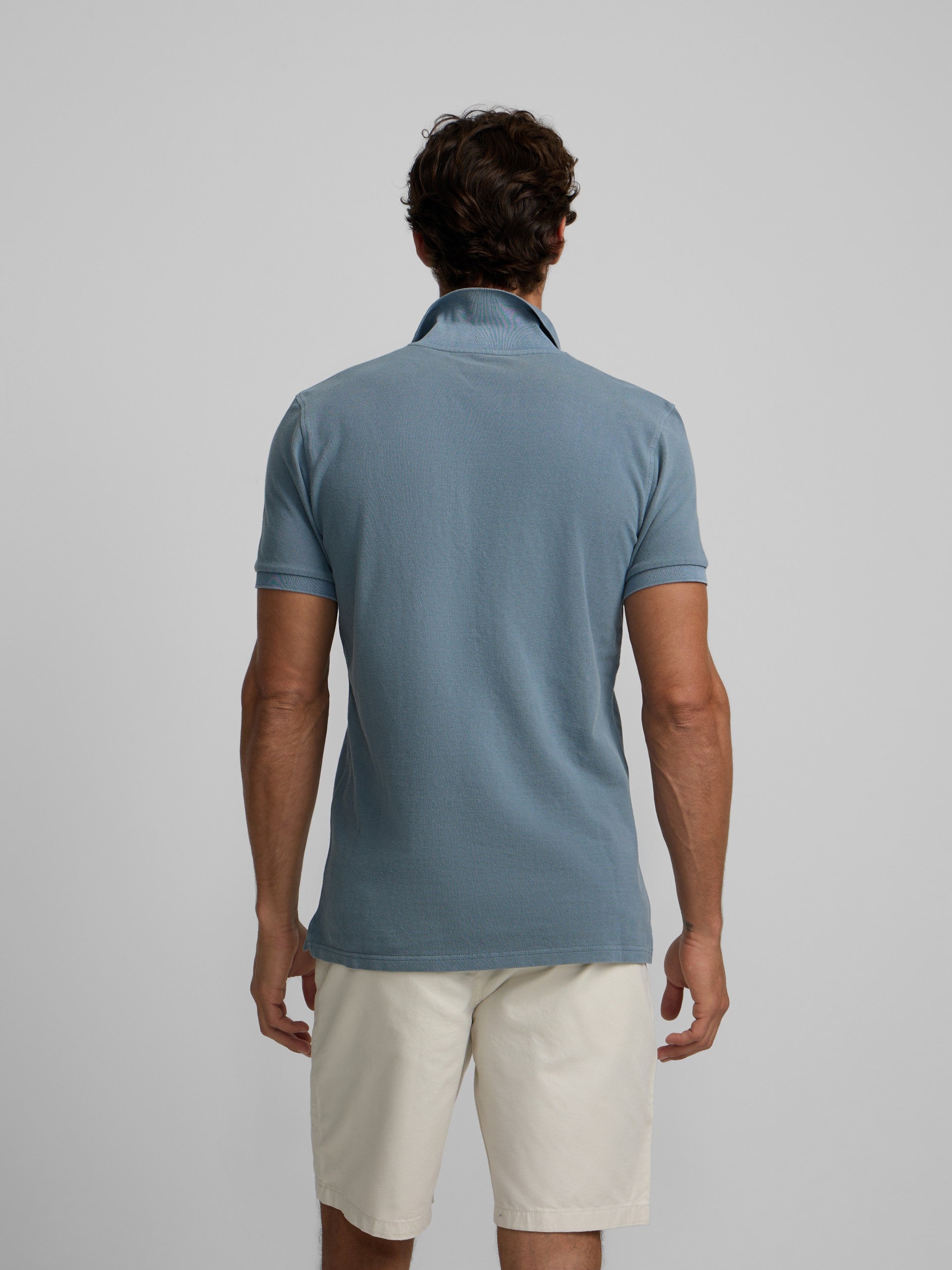 Classic garment dye polo medium blue