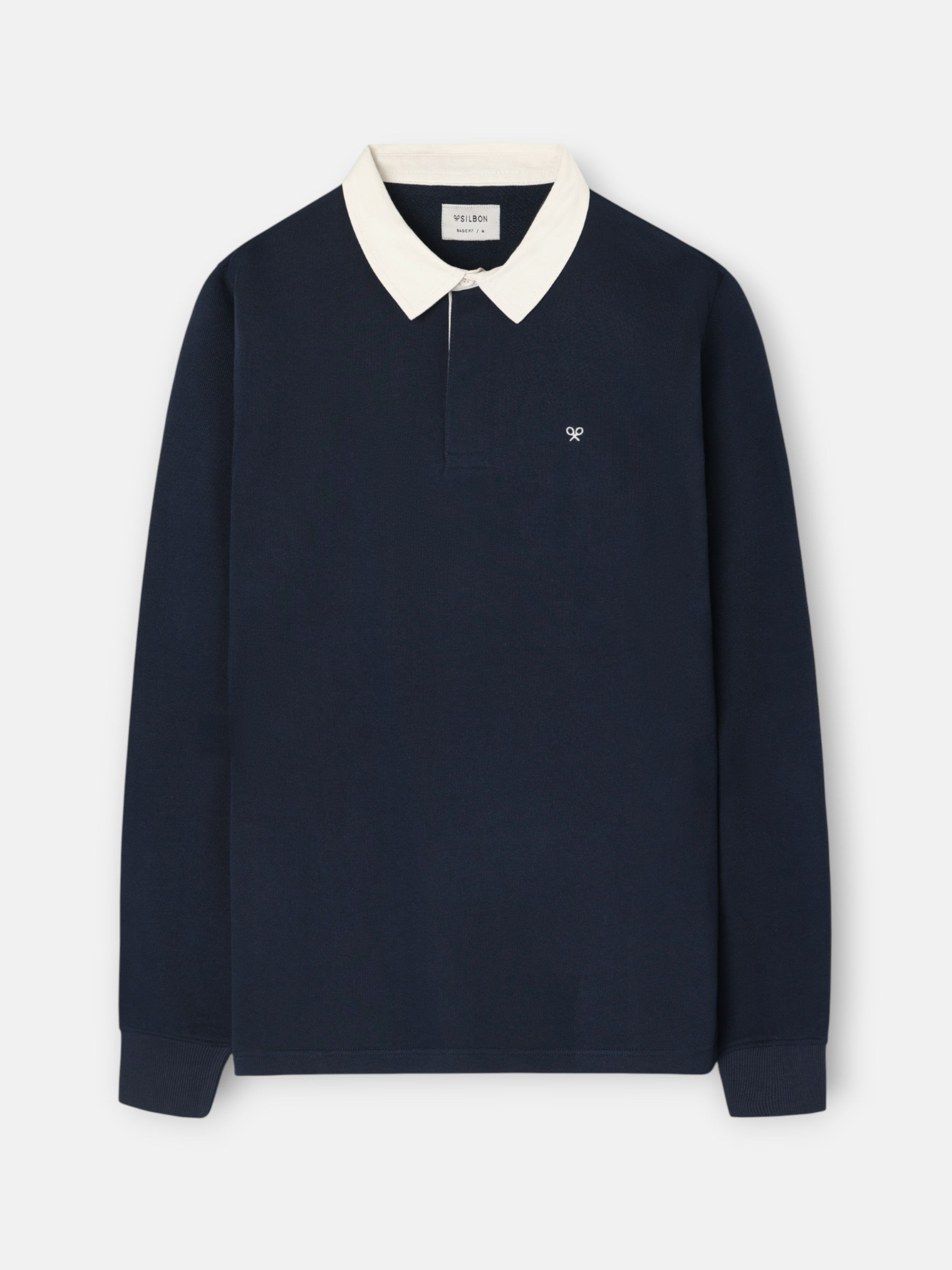 Basic navy blue polo neck sweatshirt