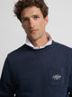 Navy blue sweatshirt with embroidered pocket