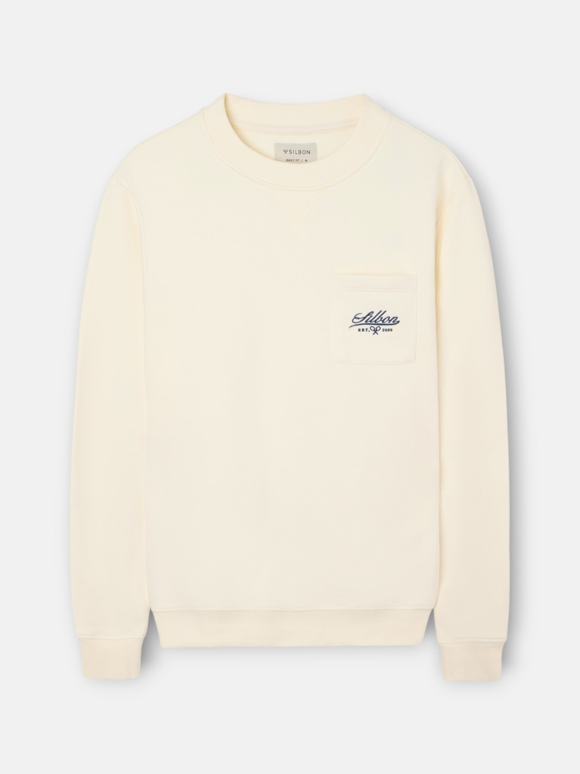 Cream sweatshirt with embroidered pocket