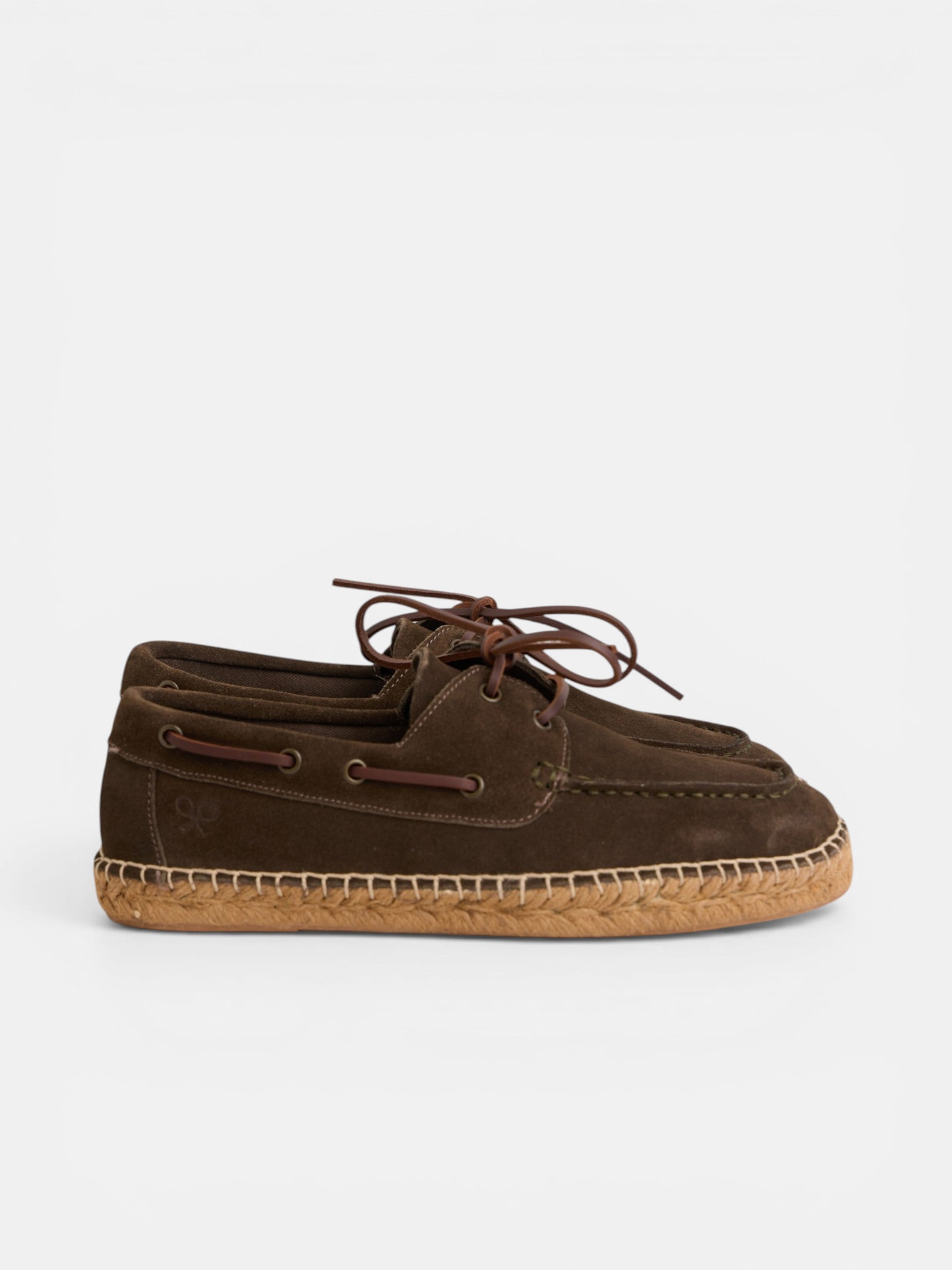 Espadrille couverte nautique en cuir marron