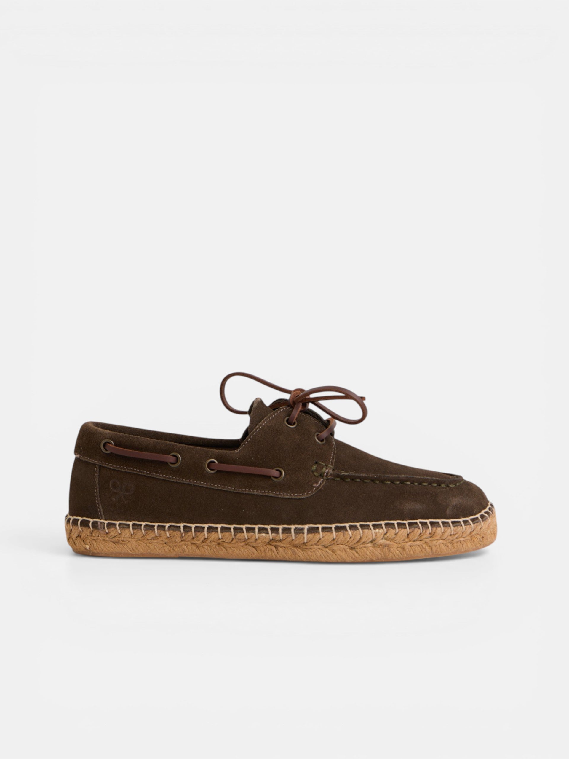 Espadrille couverte nautique en cuir marron
