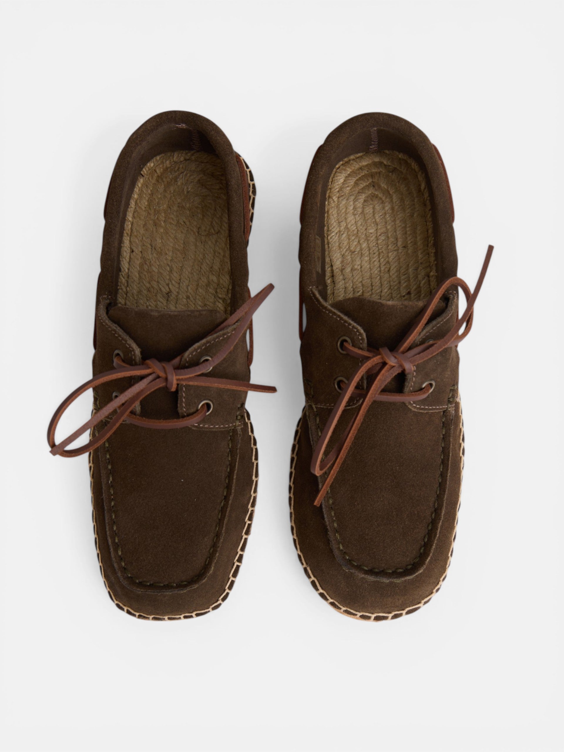 Espadrille couverte nautique en cuir marron