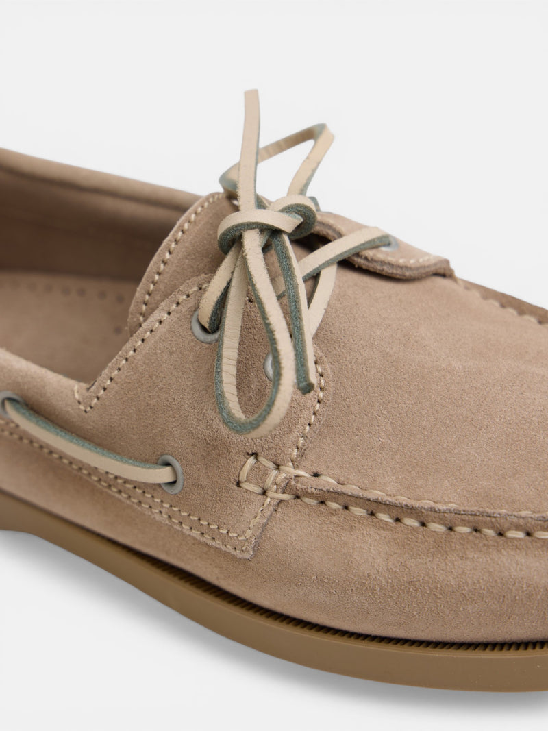 Zapato sport nautico ante beige claro