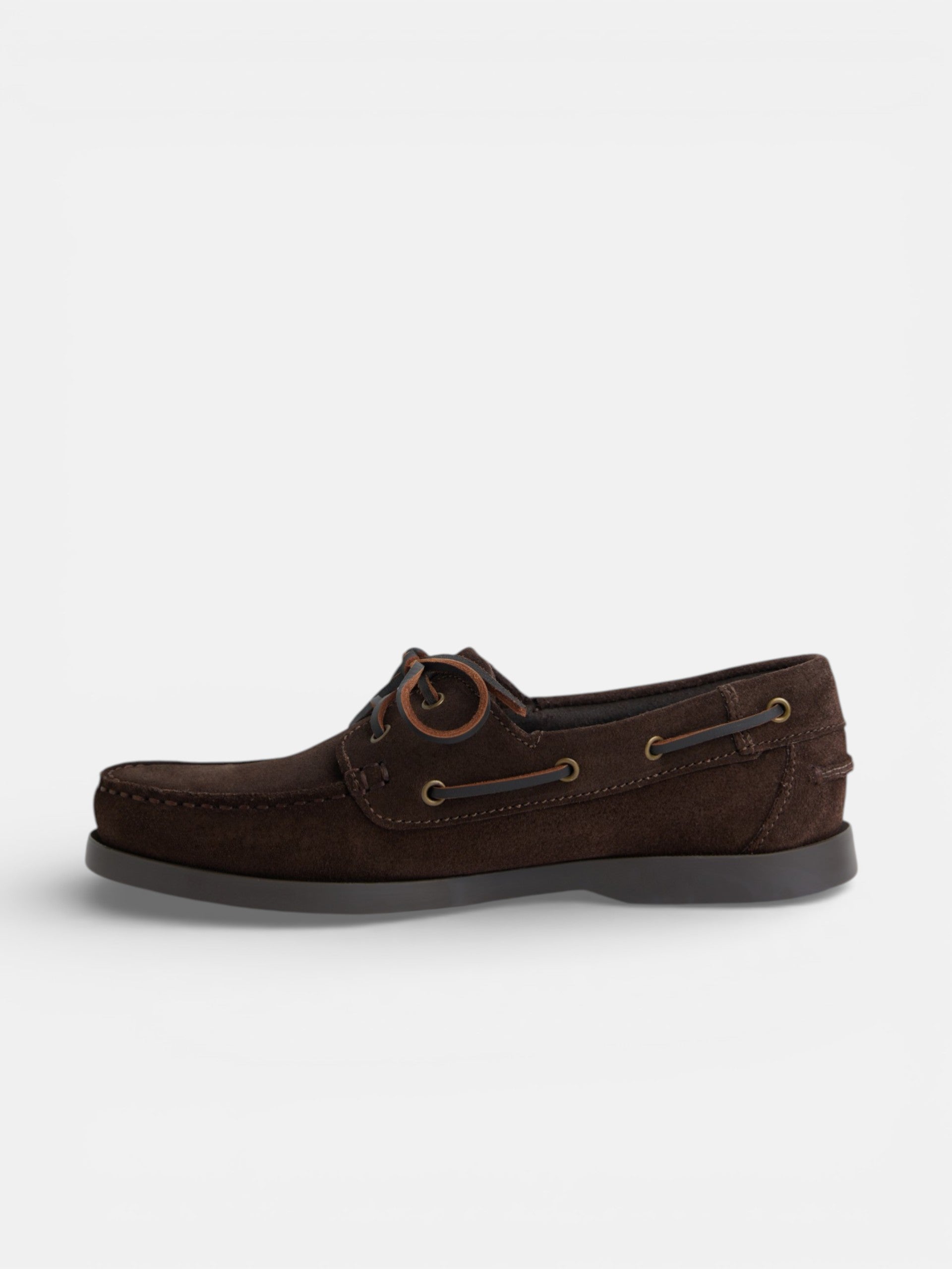 Dark brown suede nautical sport shoe