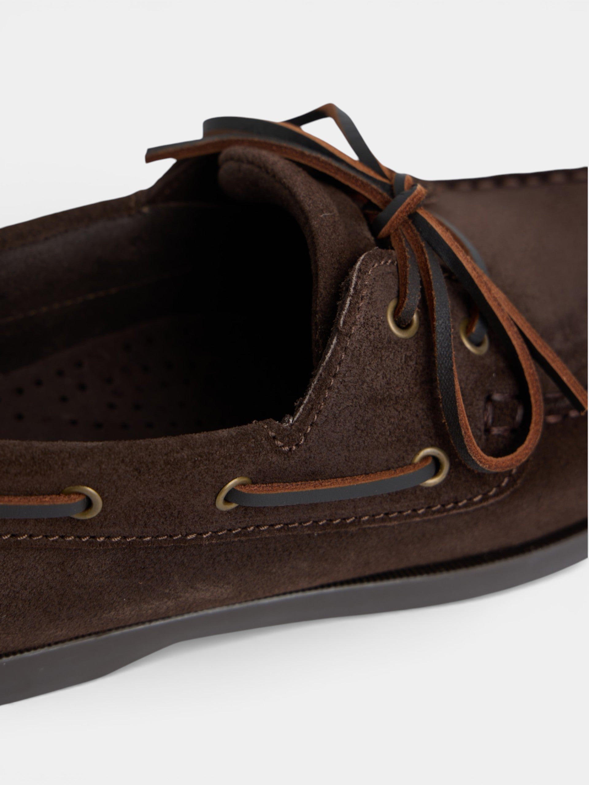 Dark brown suede nautical sport shoe