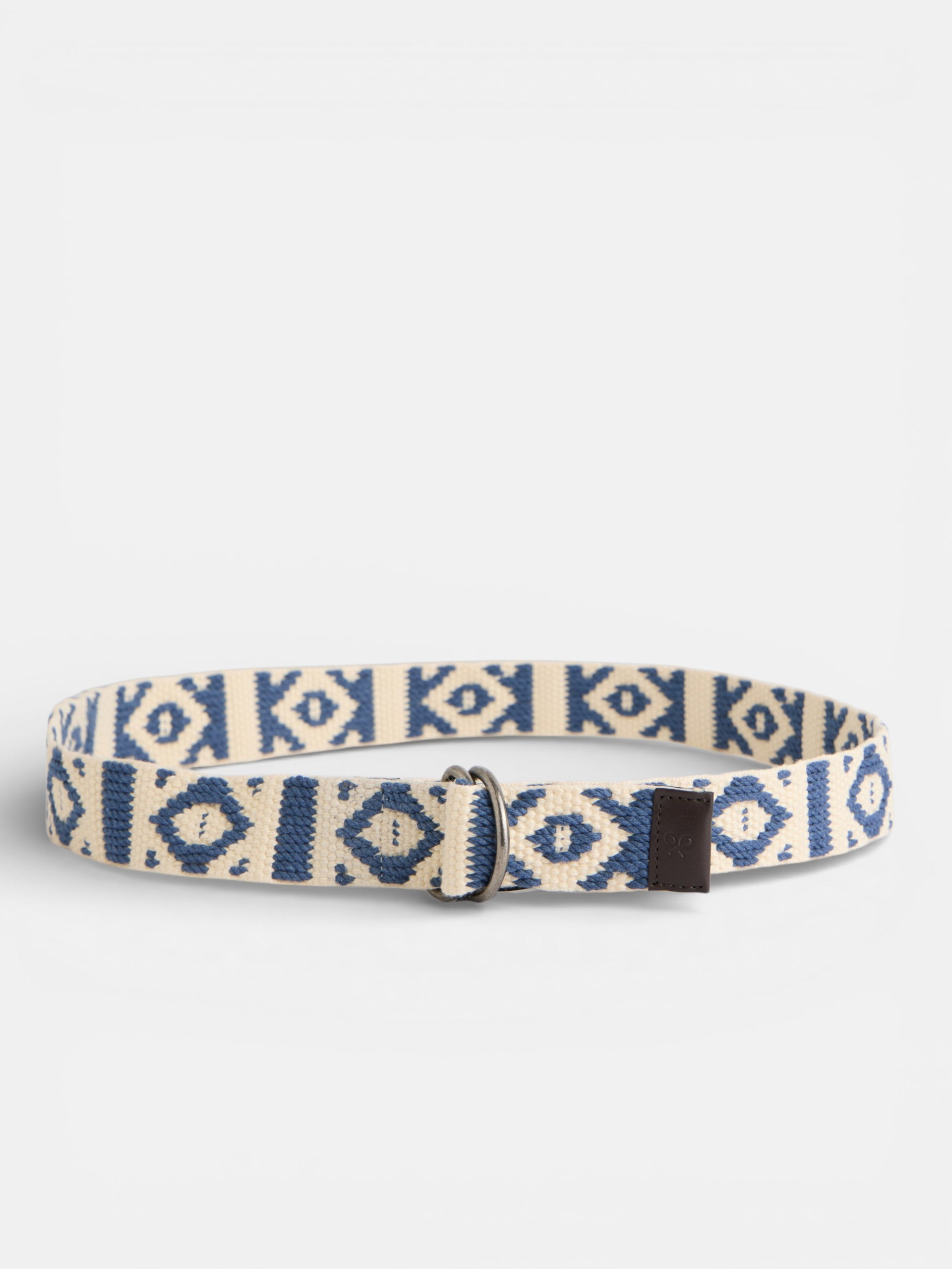 Cinto de dupla fivela creme azul