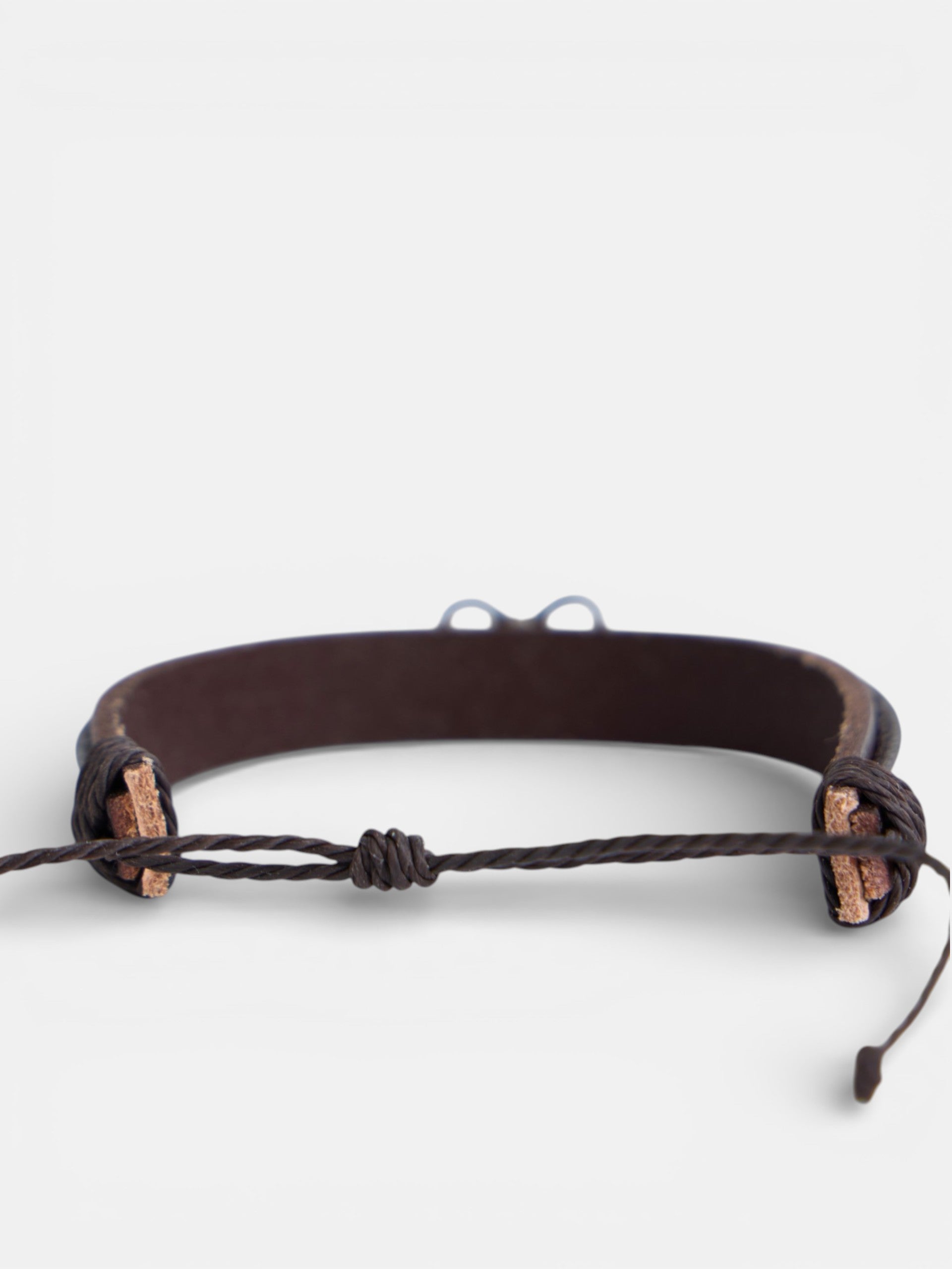 Bracelet raquette câbles cuir marron