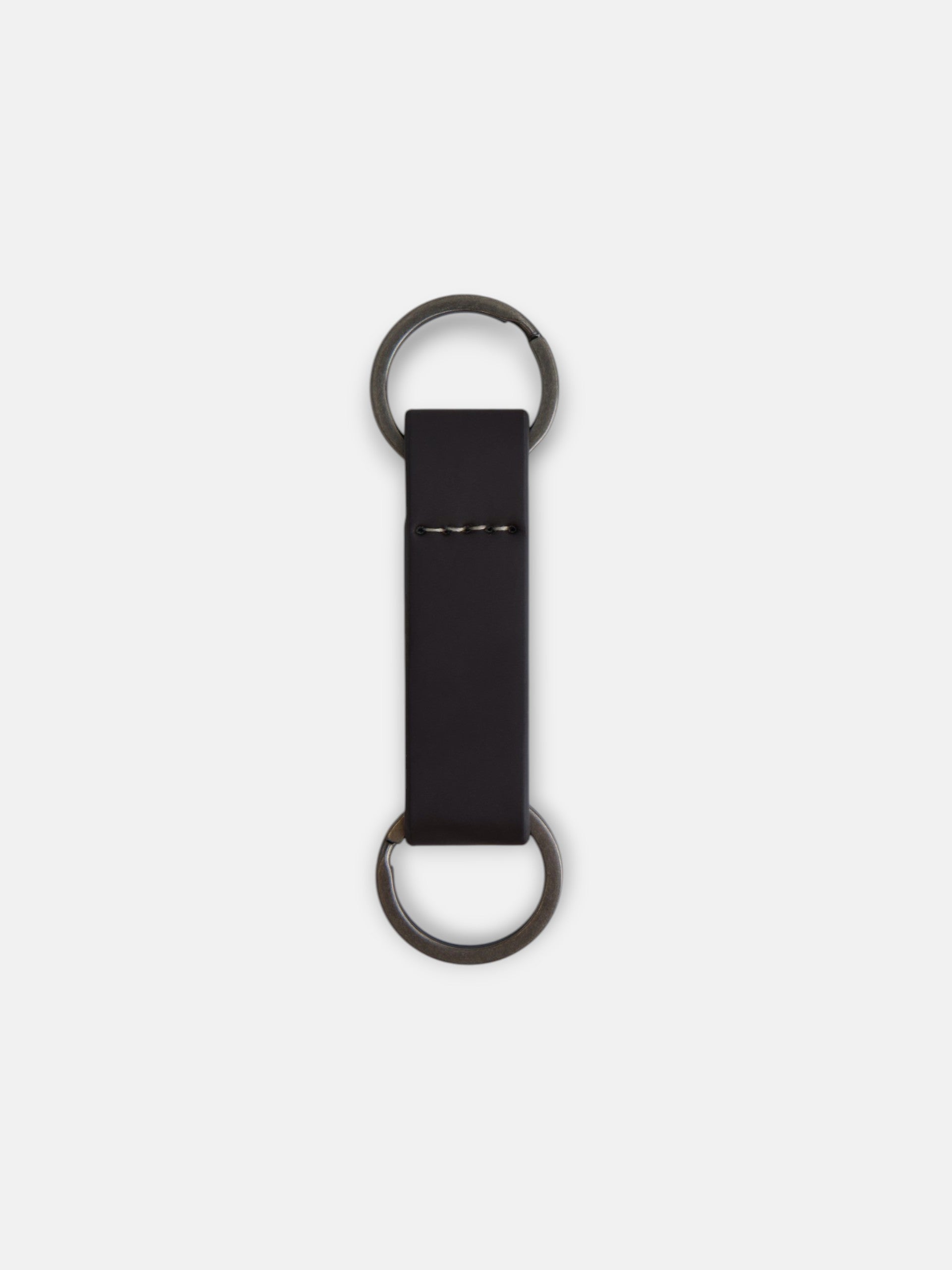 Porte-clés double anneau marron