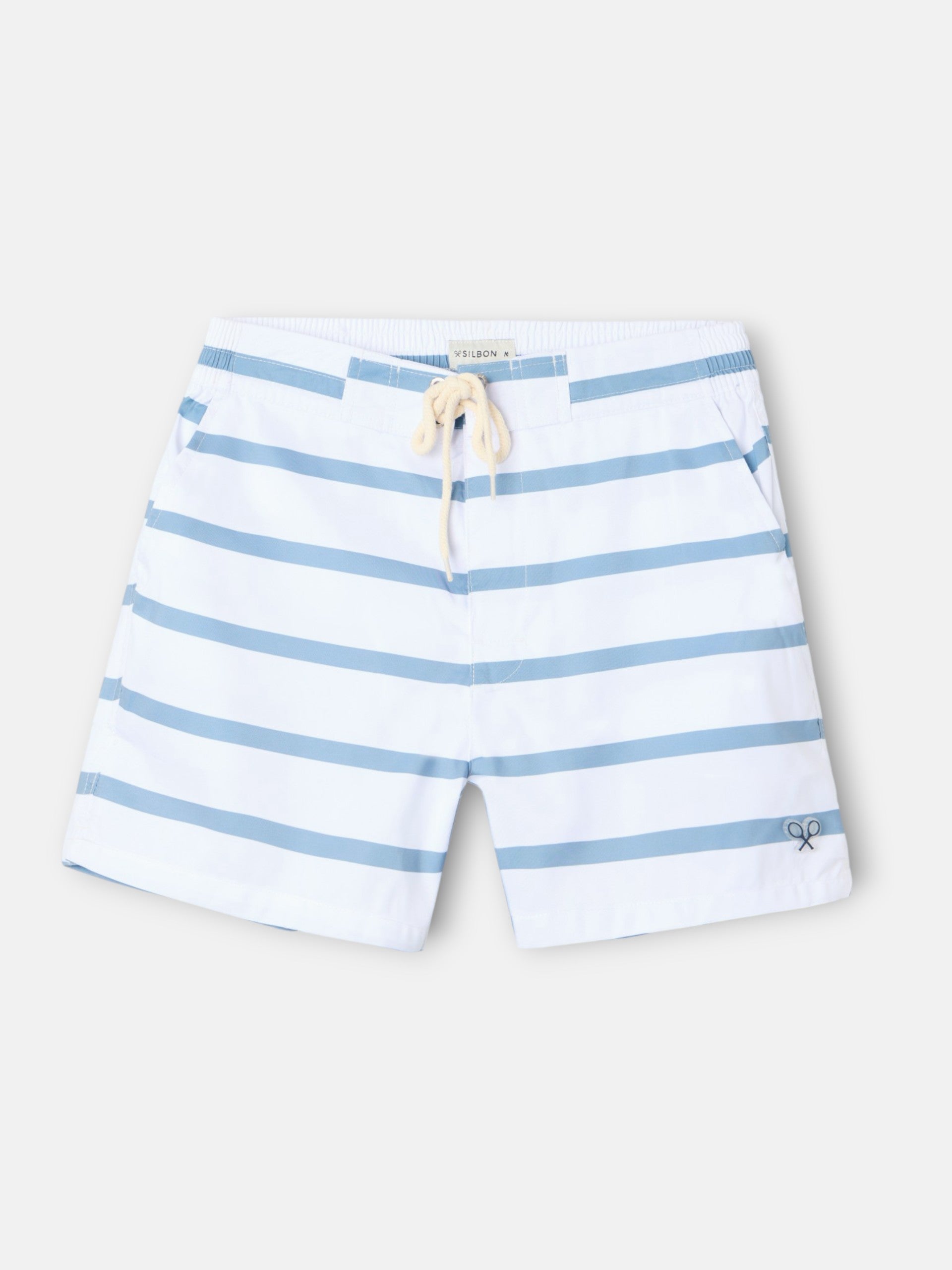 White horizontal striped surfer swimsuit