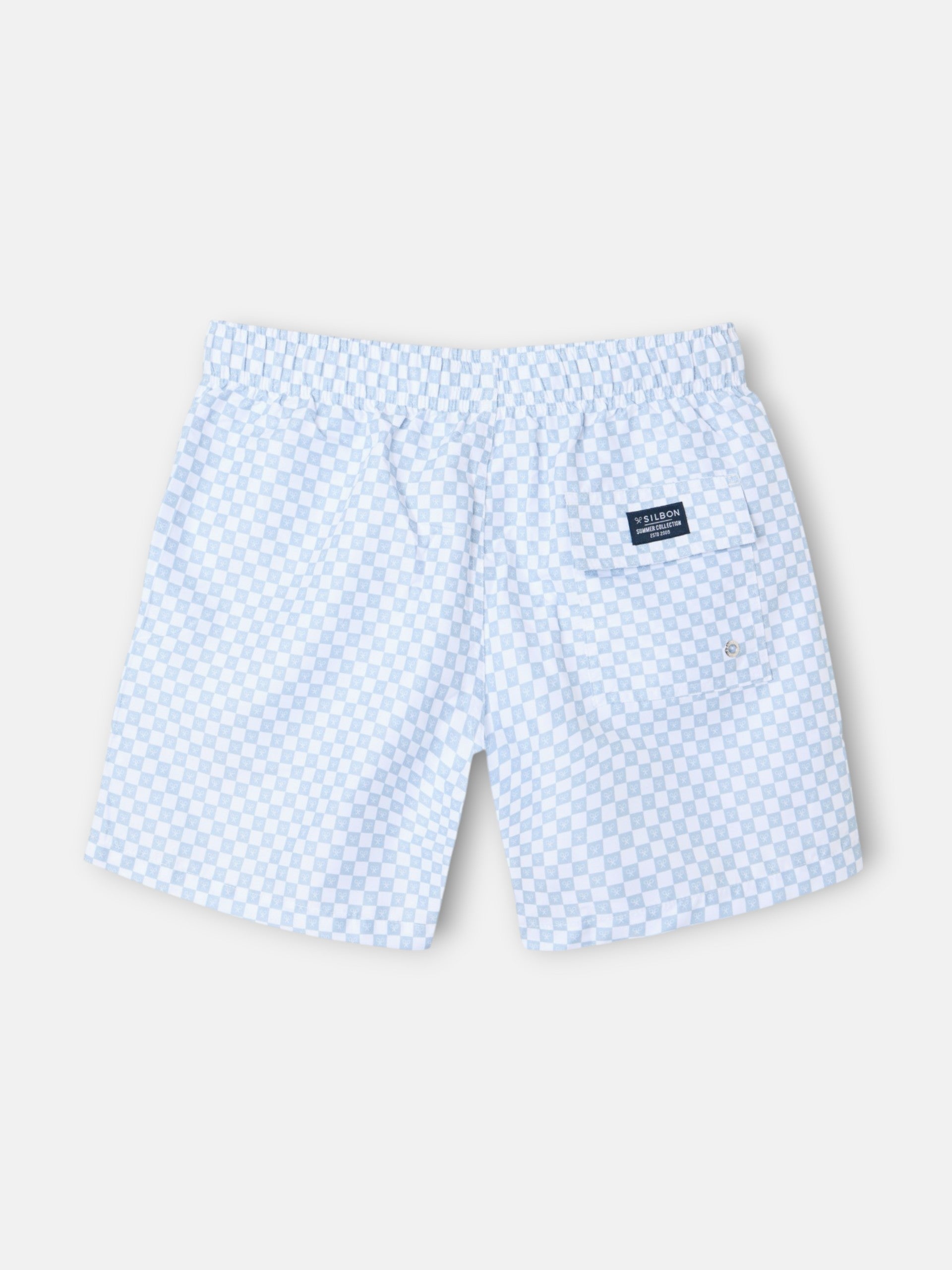 Maillot de bain à petits carreaux bleu clair