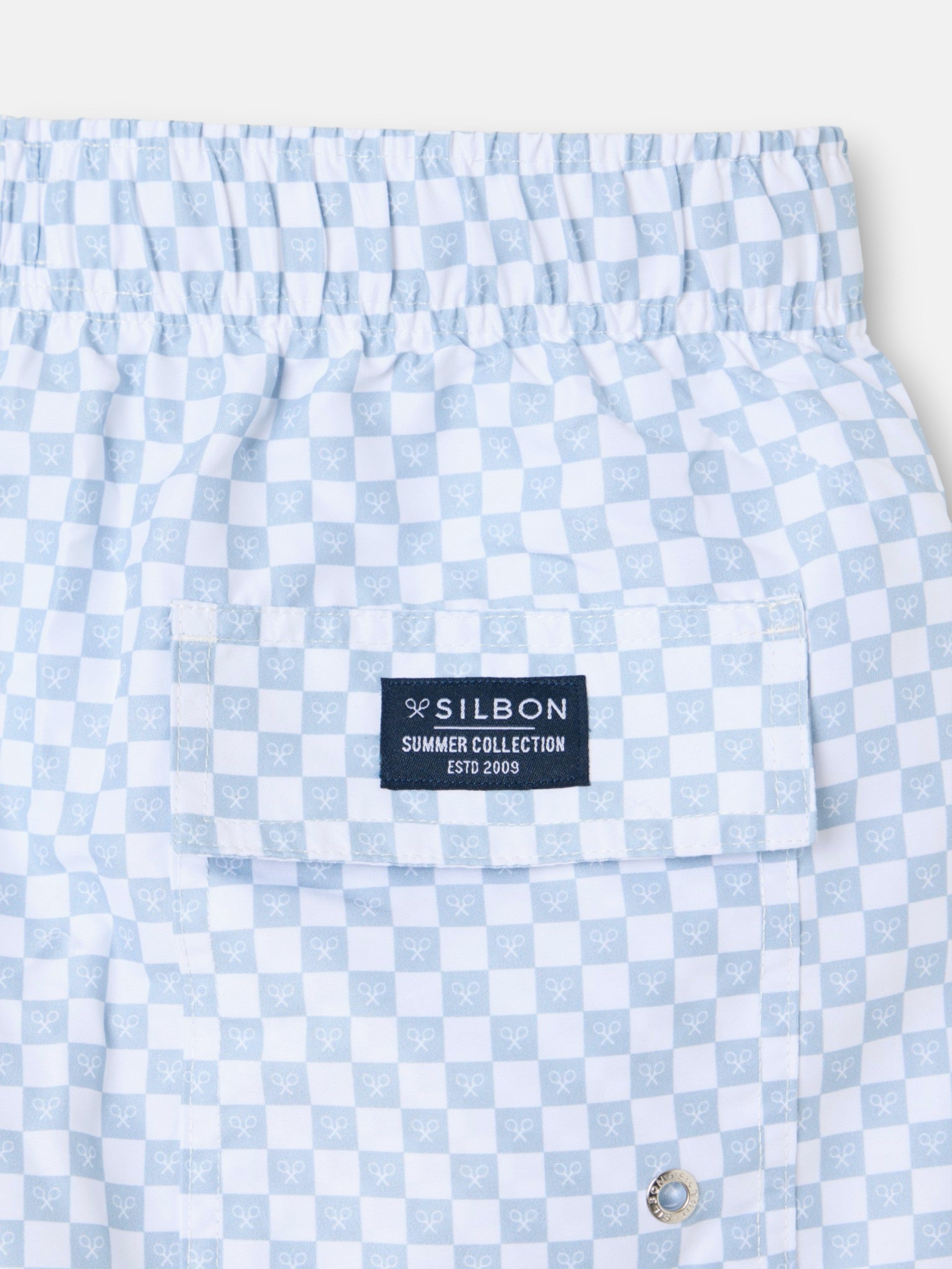 Maillot de bain à petits carreaux bleu clair