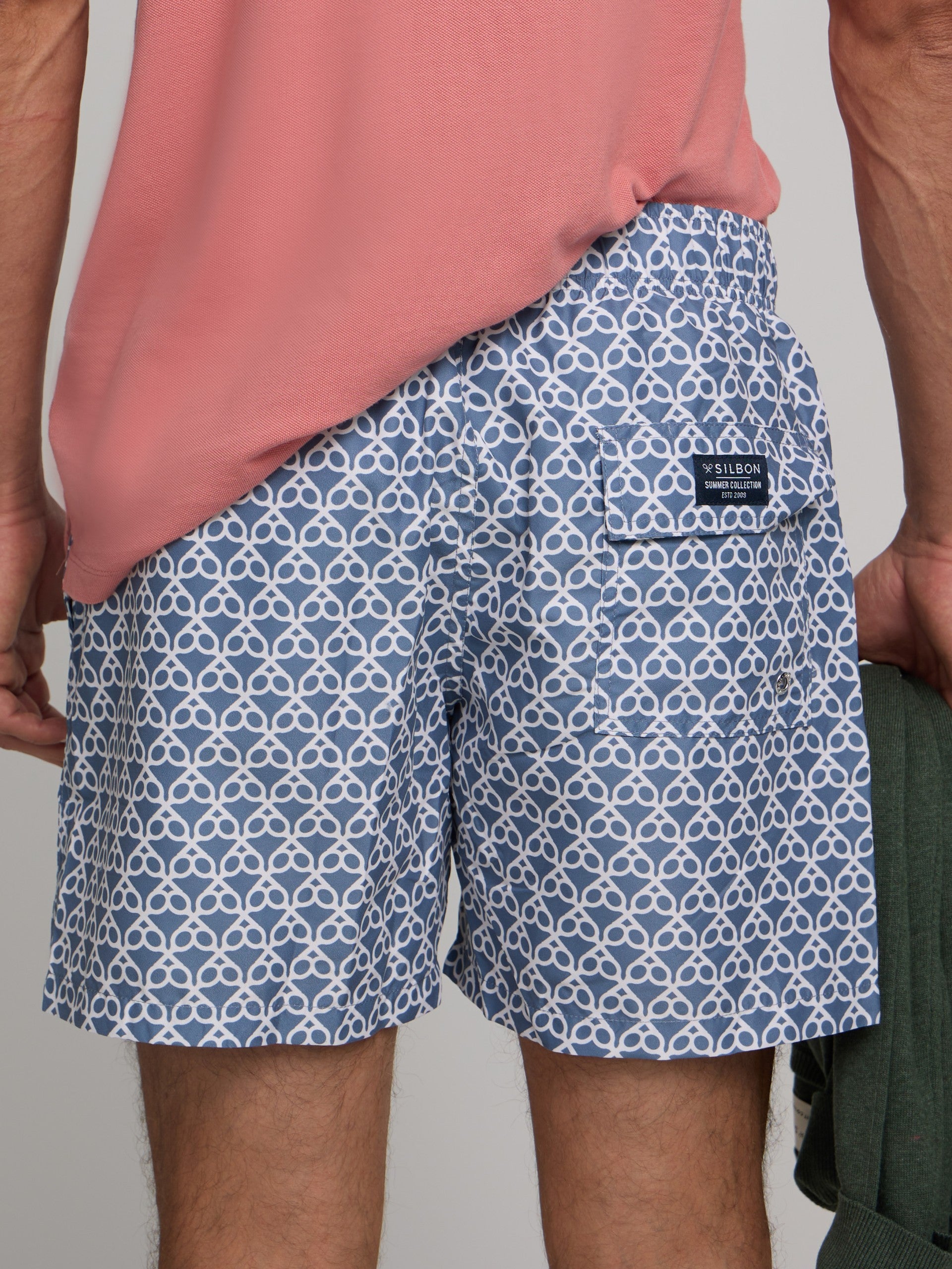 Indigo blue geometric rackets swimsuit