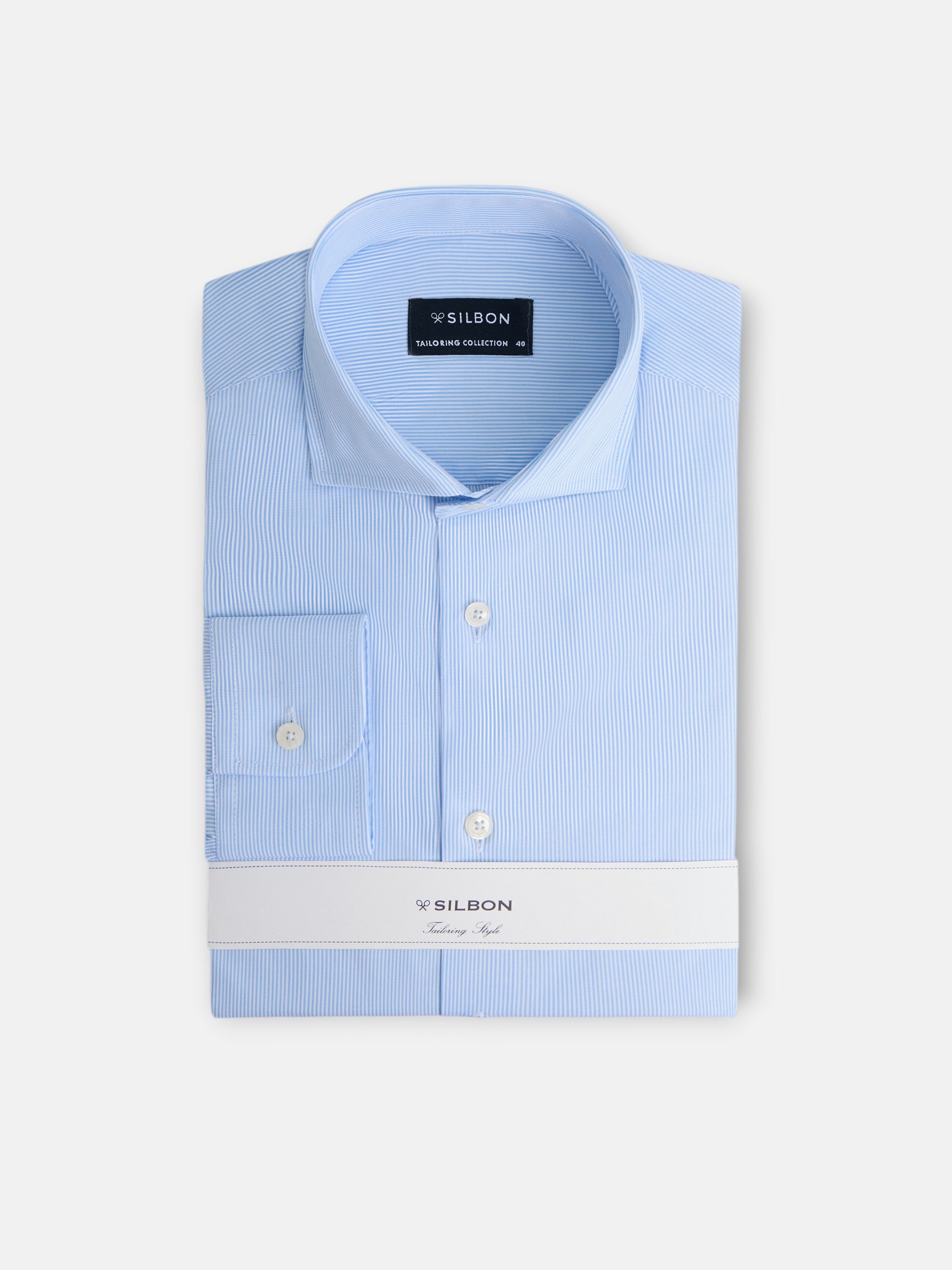Light blue fine striped dress shirt