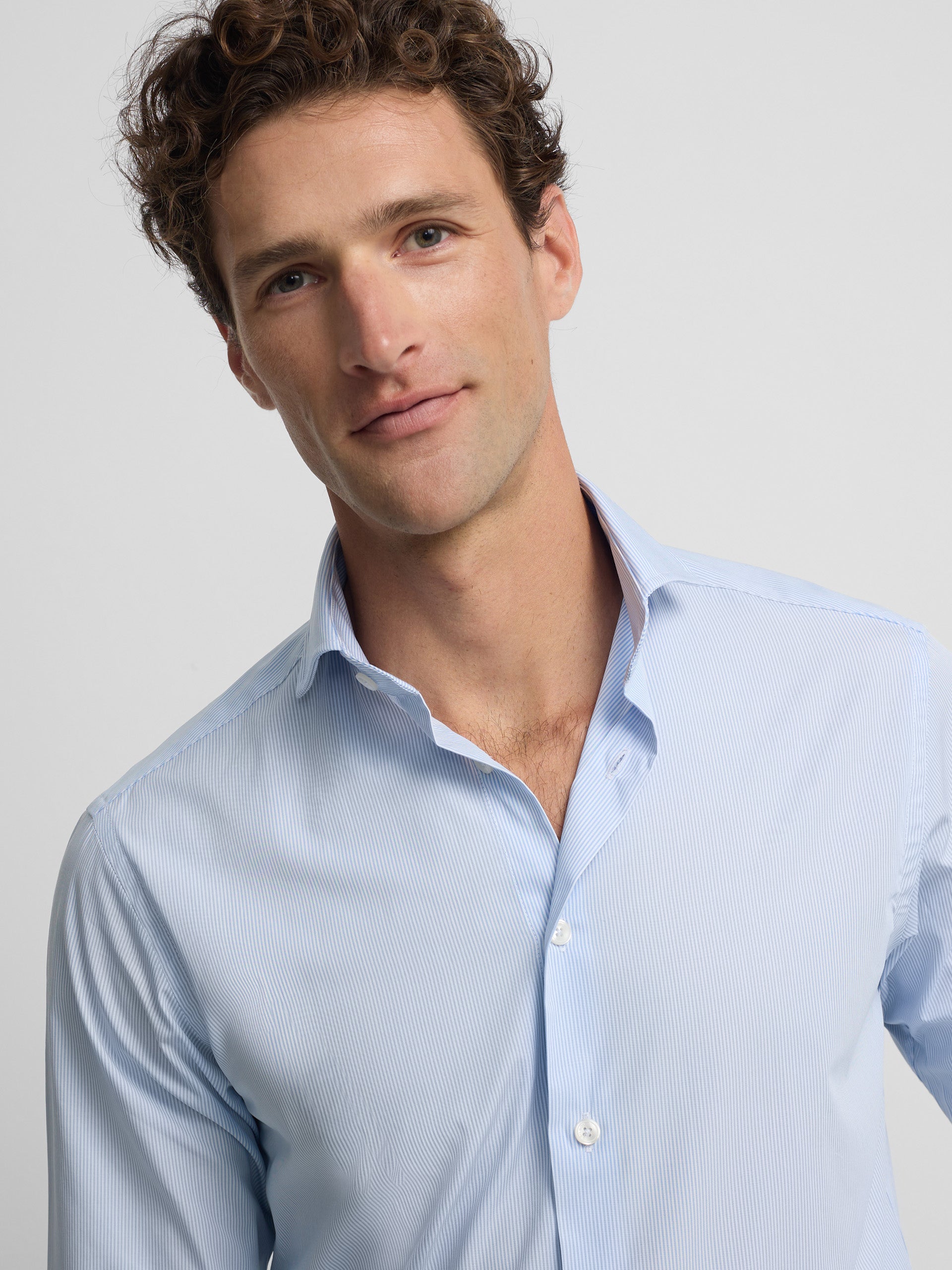 Light blue fine striped dress shirt