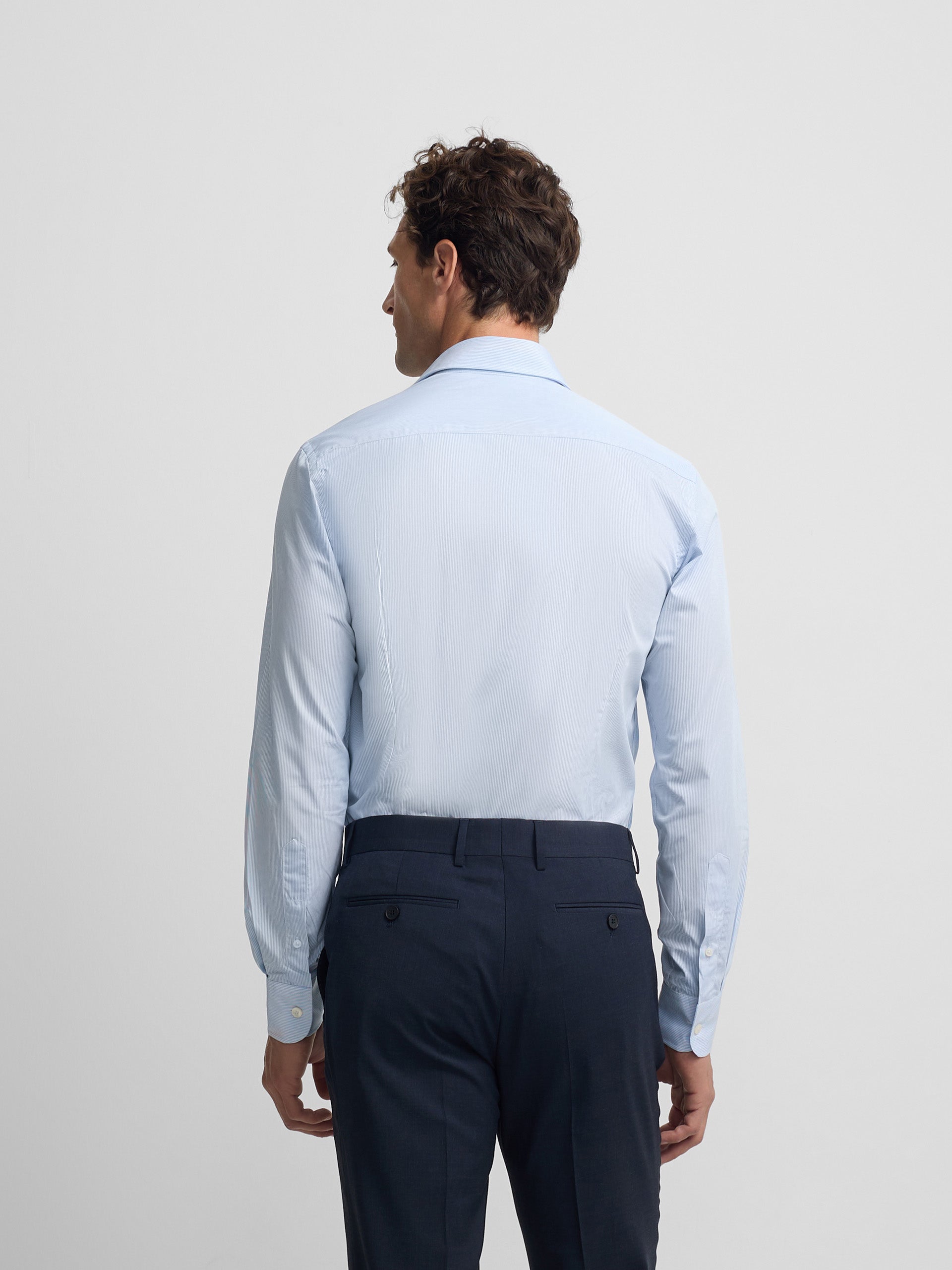 Light blue fine striped dress shirt