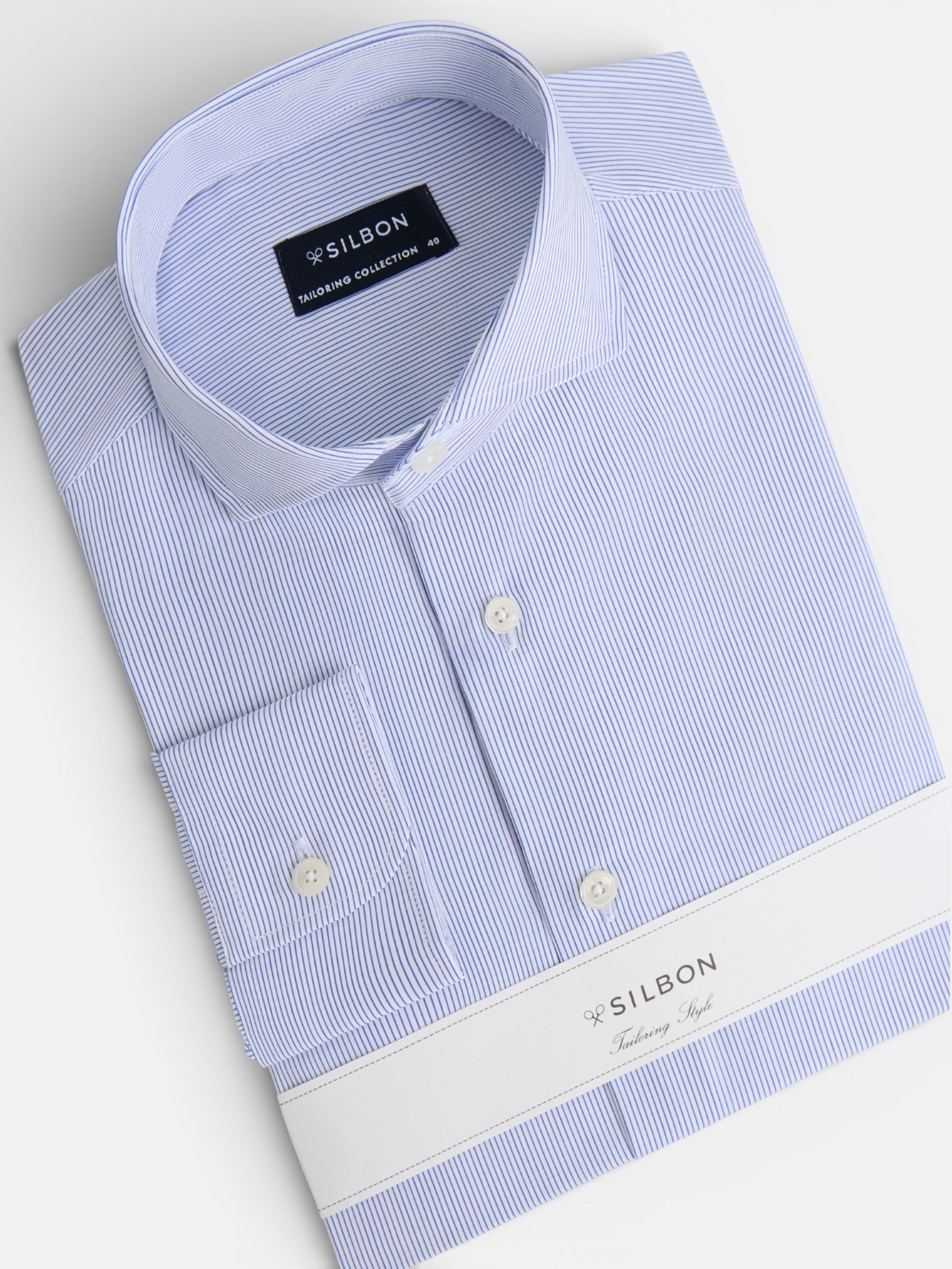 Navy blue mini-stripe dress shirt