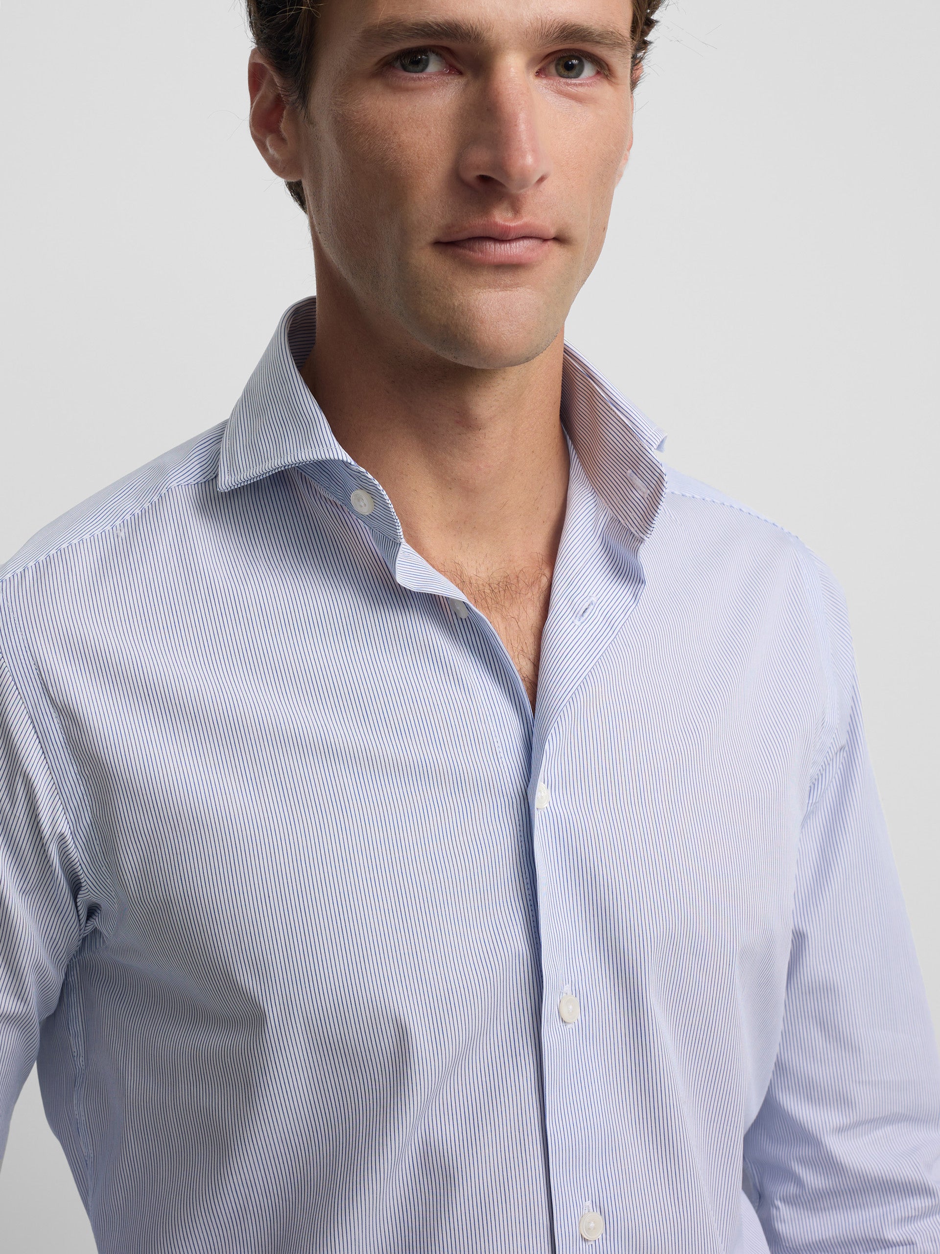 Navy blue mini-stripe dress shirt