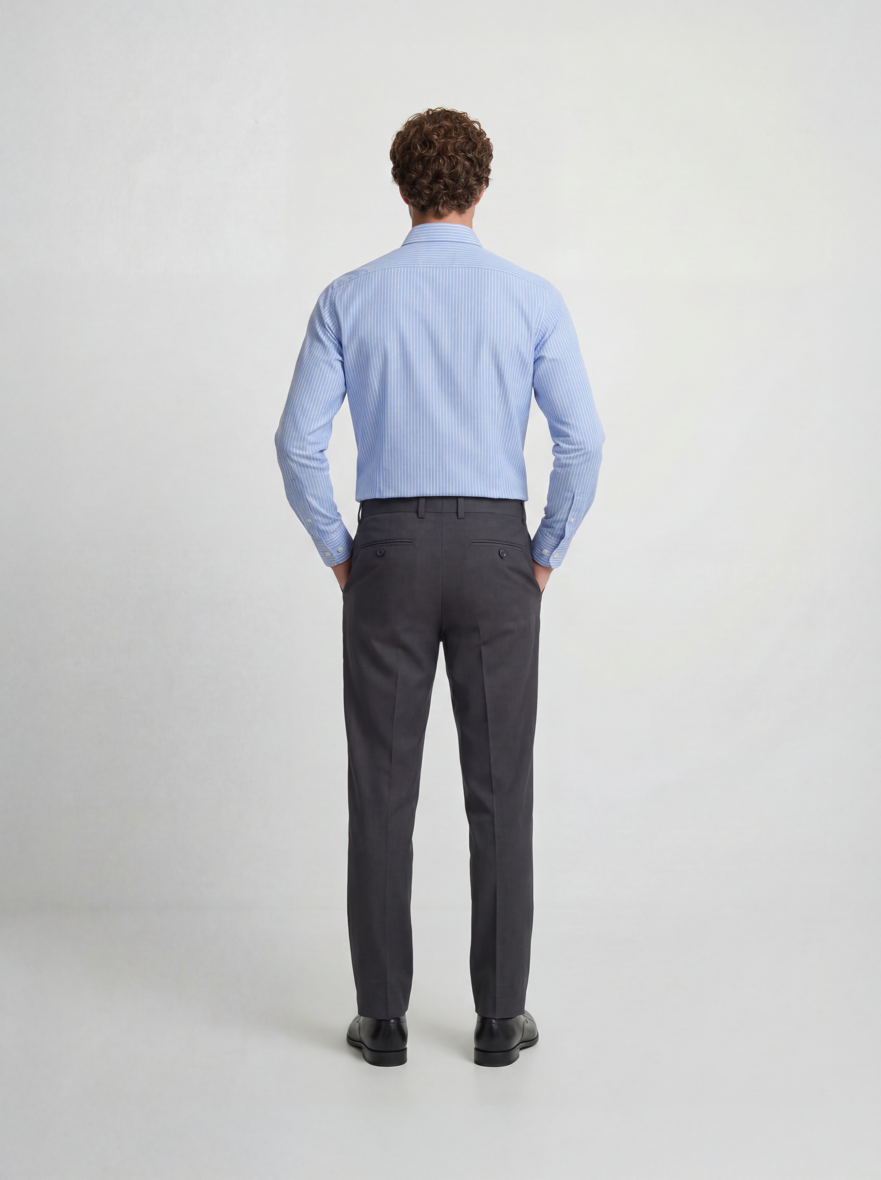 Chemise habillée à rayures bleu moyen