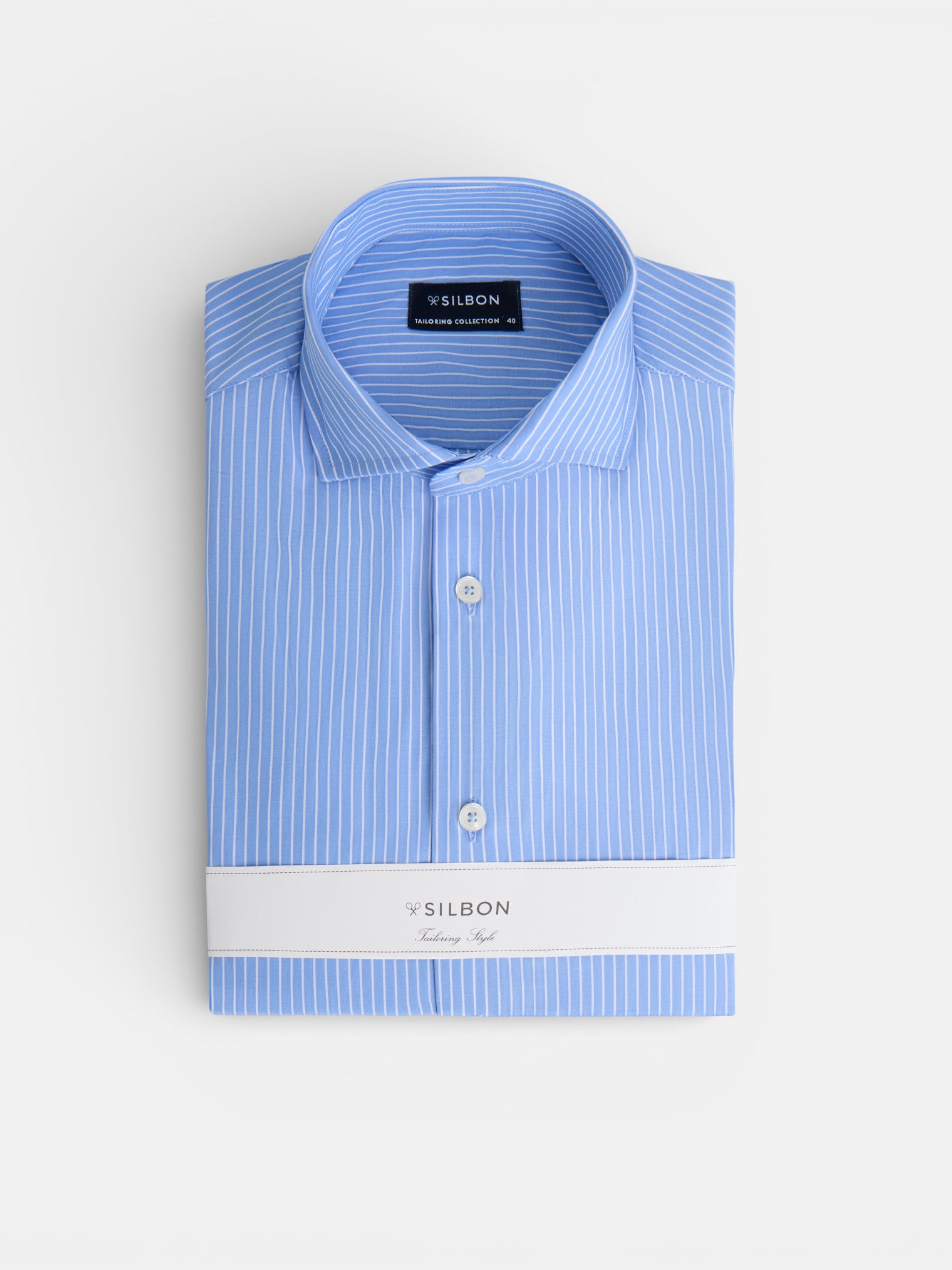 Chemise habillée à rayures bleu moyen