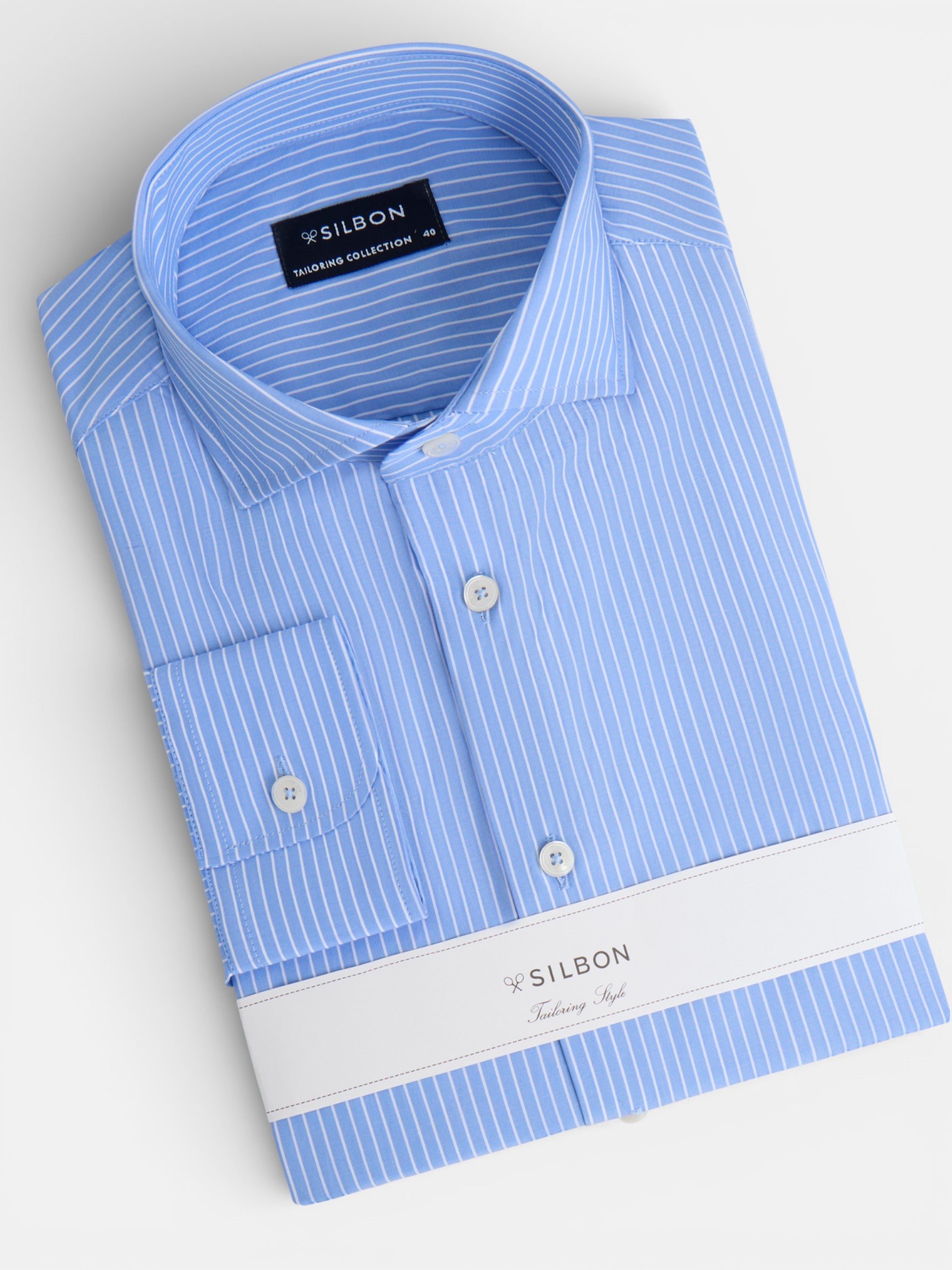 Chemise habillée à rayures bleu moyen