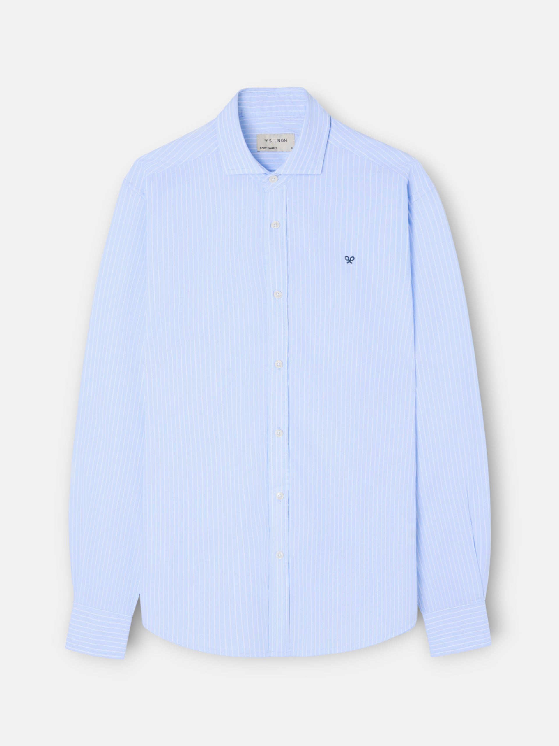 Camisa sport classic rayas blancas celeste