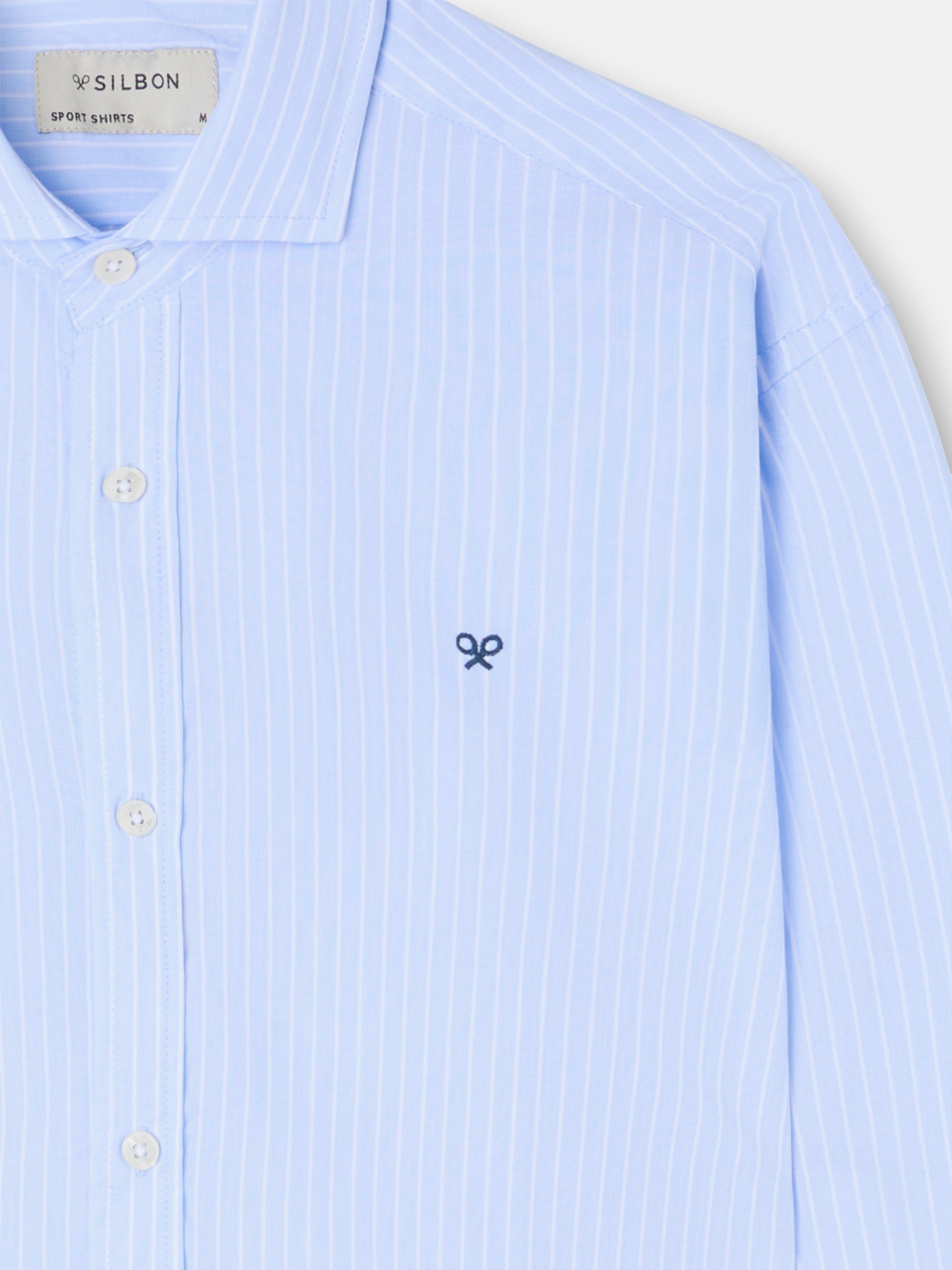 Camisa sport classic rayas blancas celeste