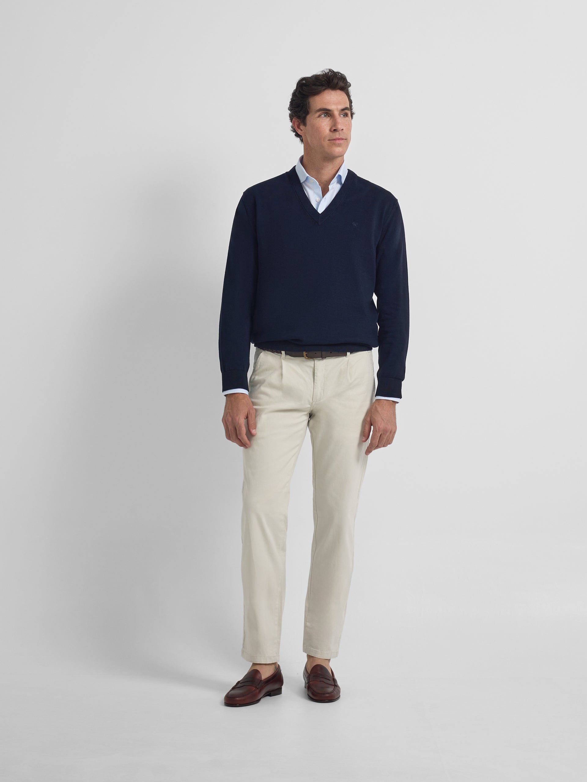 Jersey cuello pico business azul marino