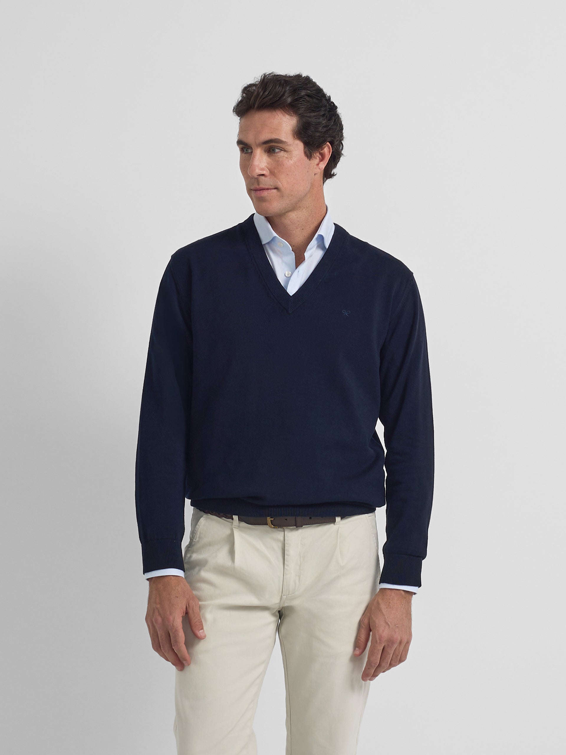 Jersey cuello pico business azul marino