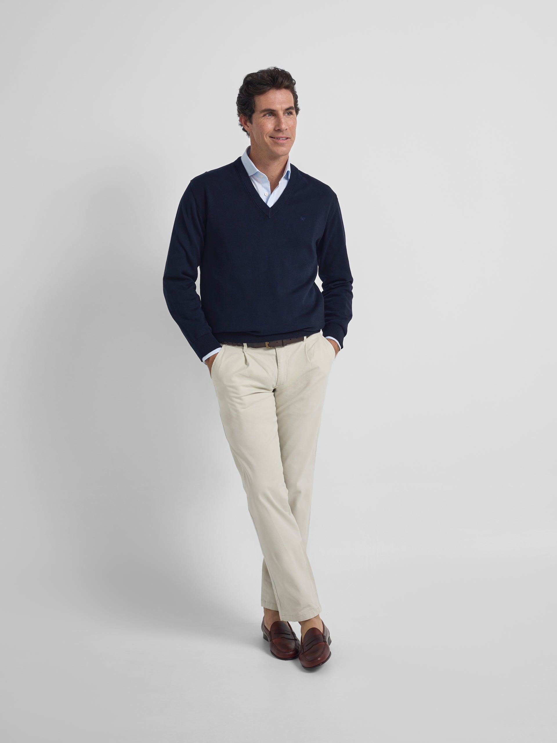 Jersey cuello pico business azul marino