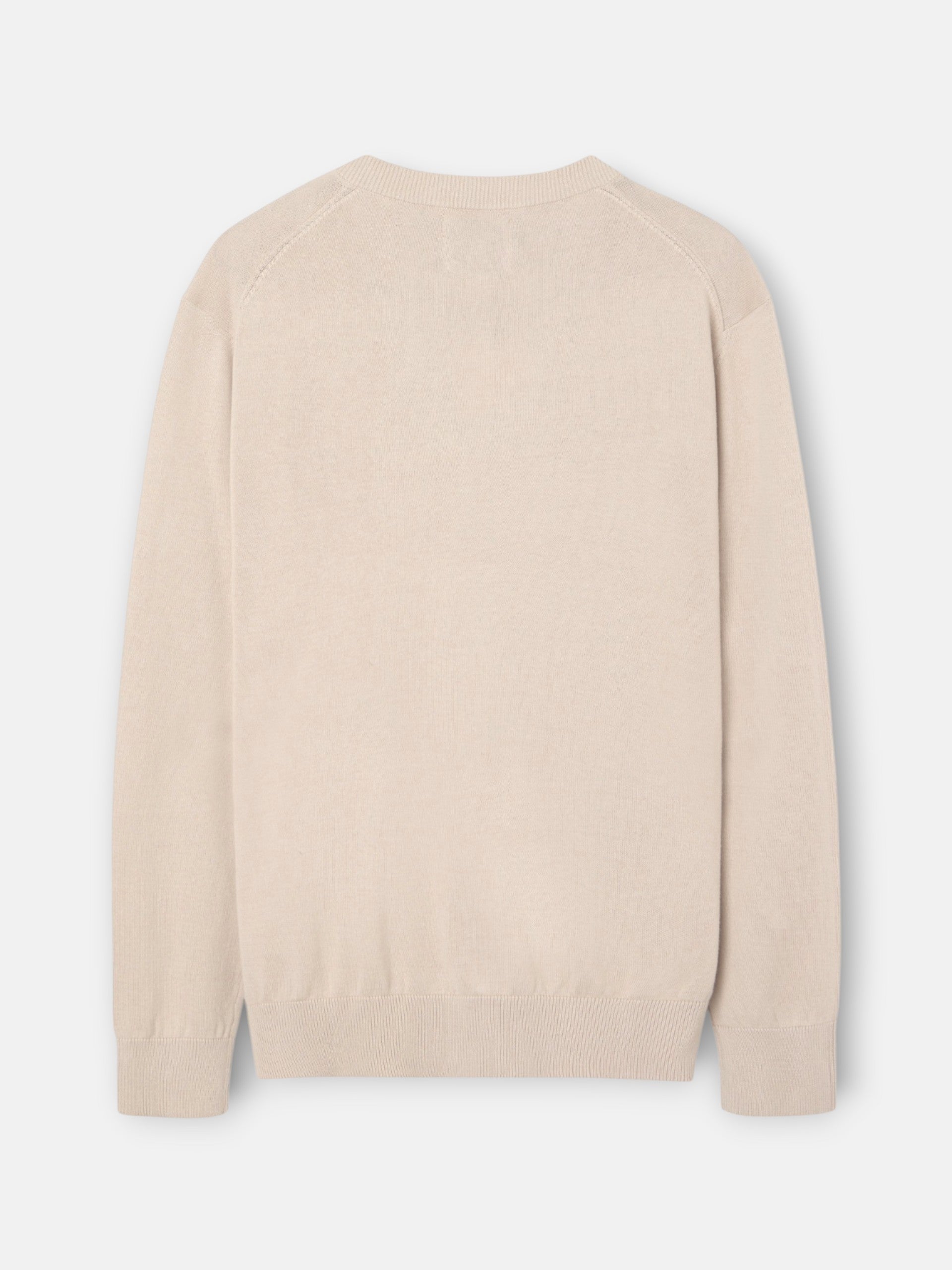 Pull col en V business beige