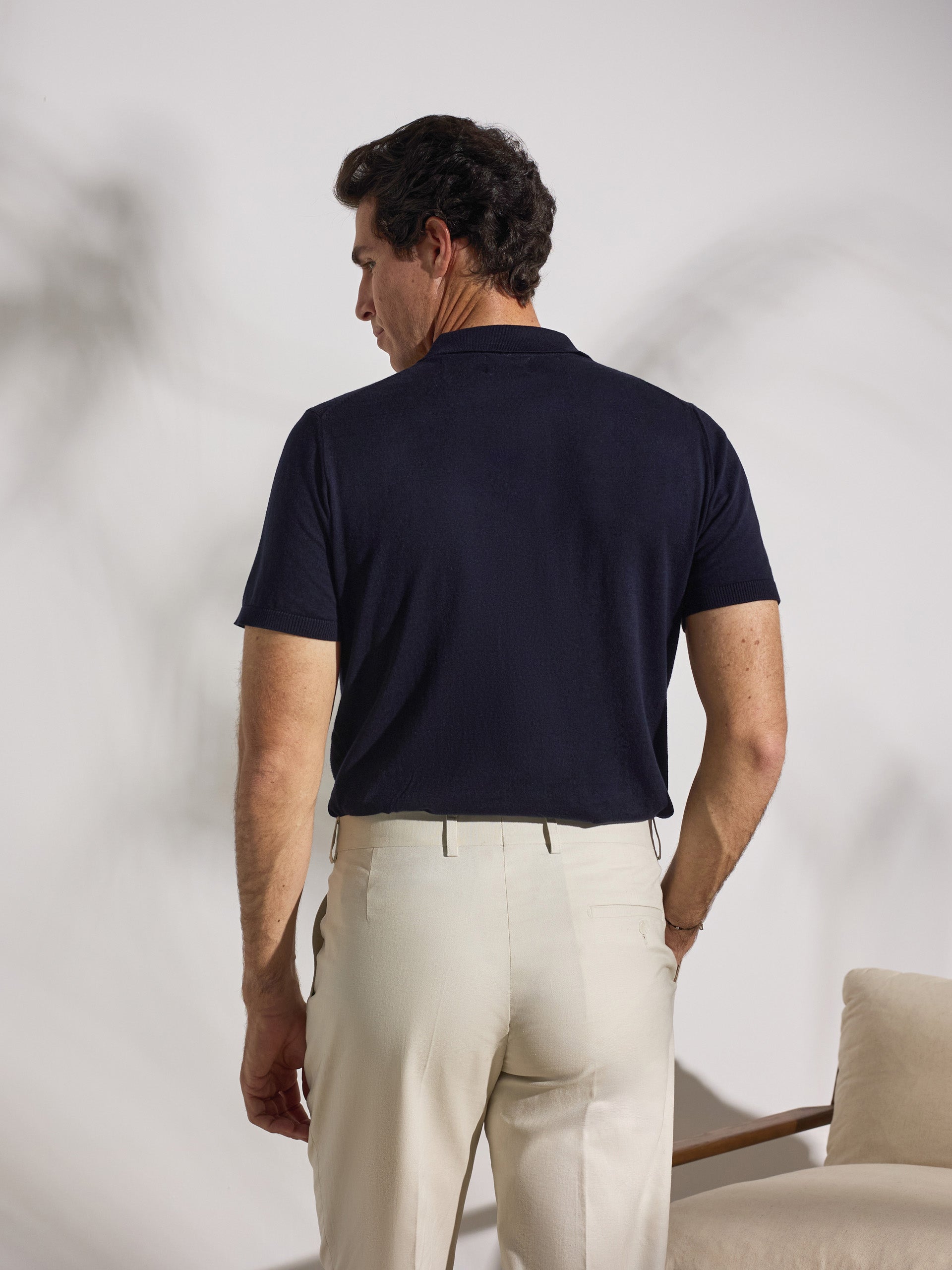 Navy blue unique structure polo