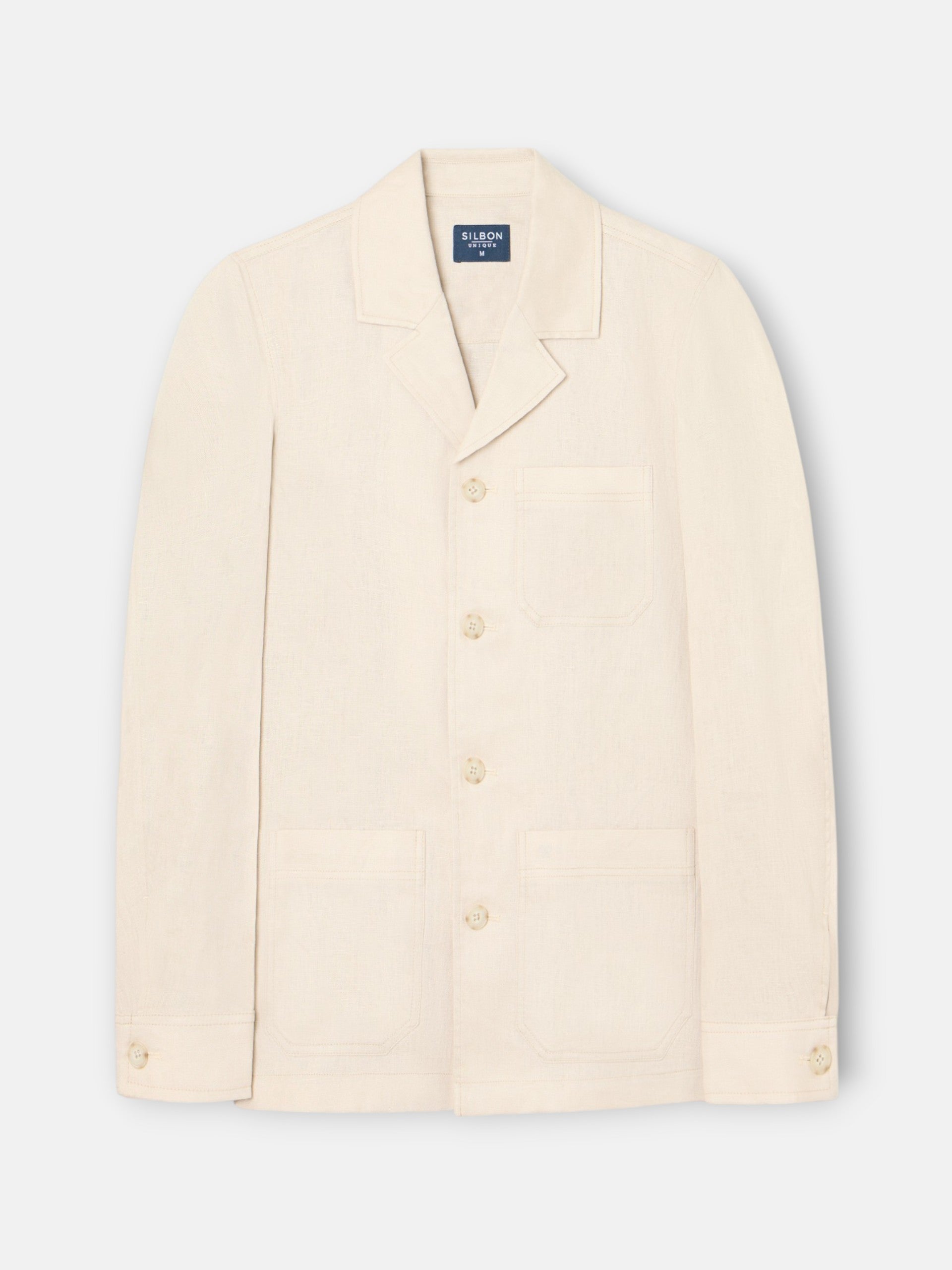 Surchemise unique en lin avec poches beige