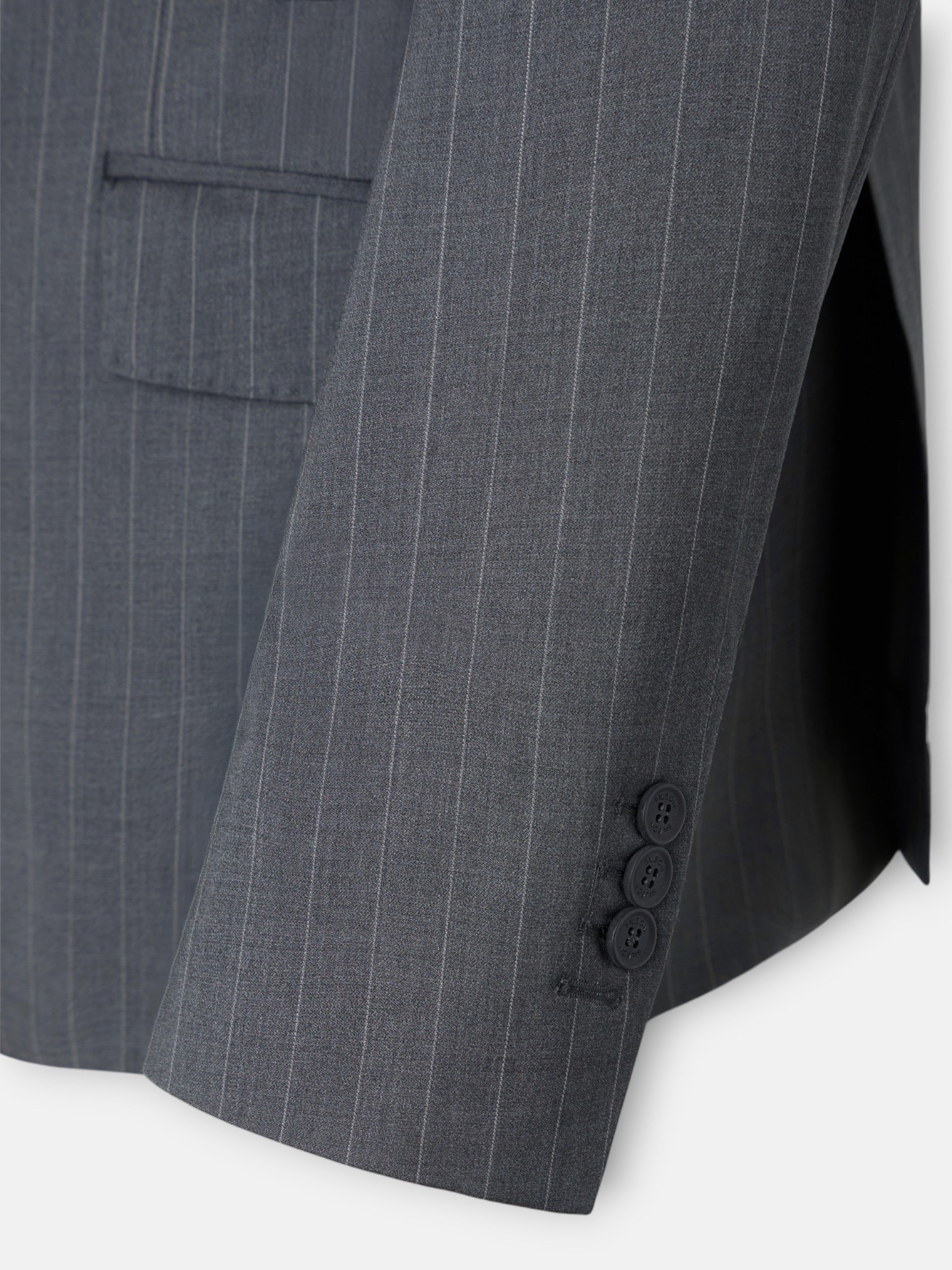 Blazer de fato cruzado risca de giz cinzento