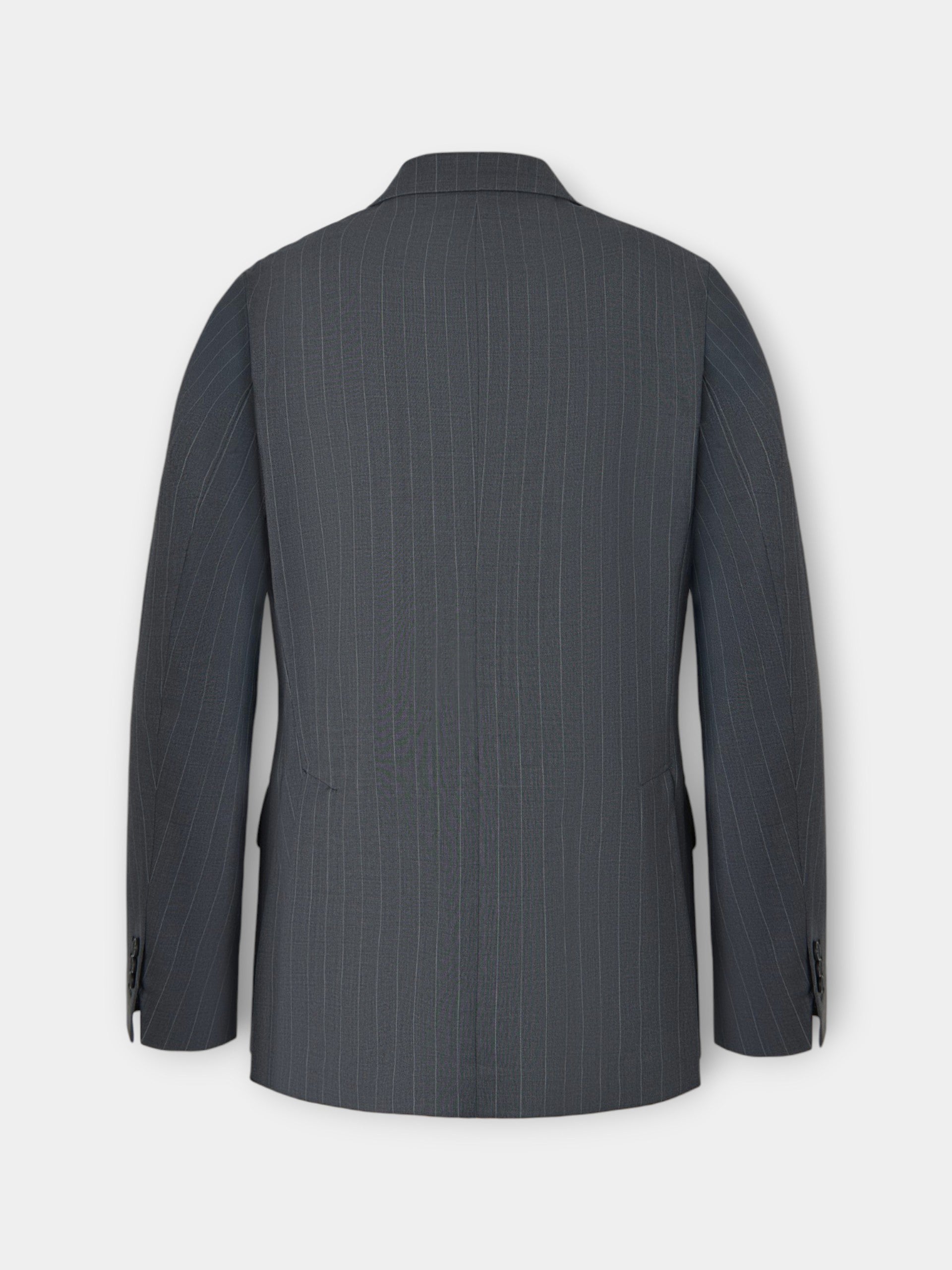 Blazer de fato cruzado risca de giz cinzento